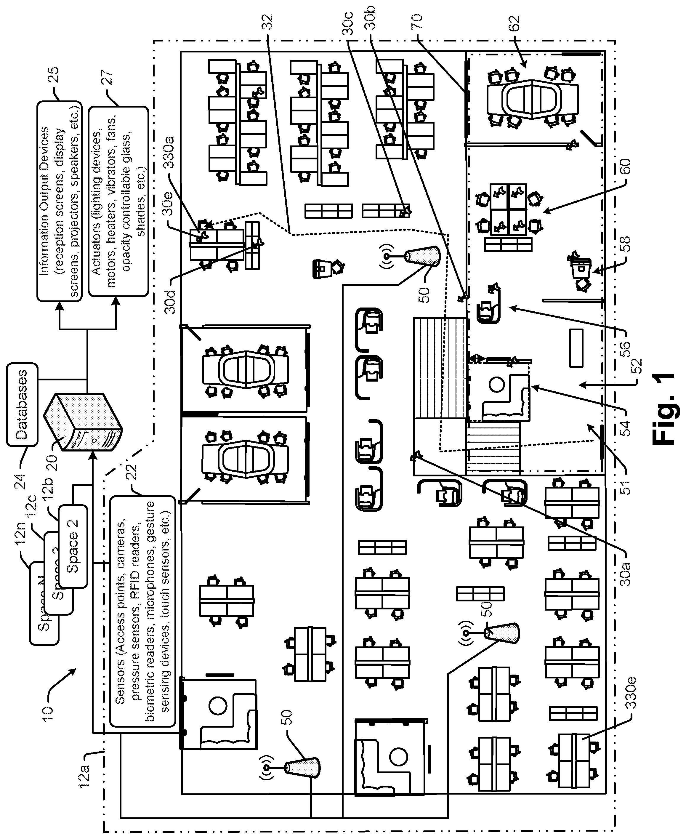 Patent US12375874 — Space guidance and management system and method — Figure 1