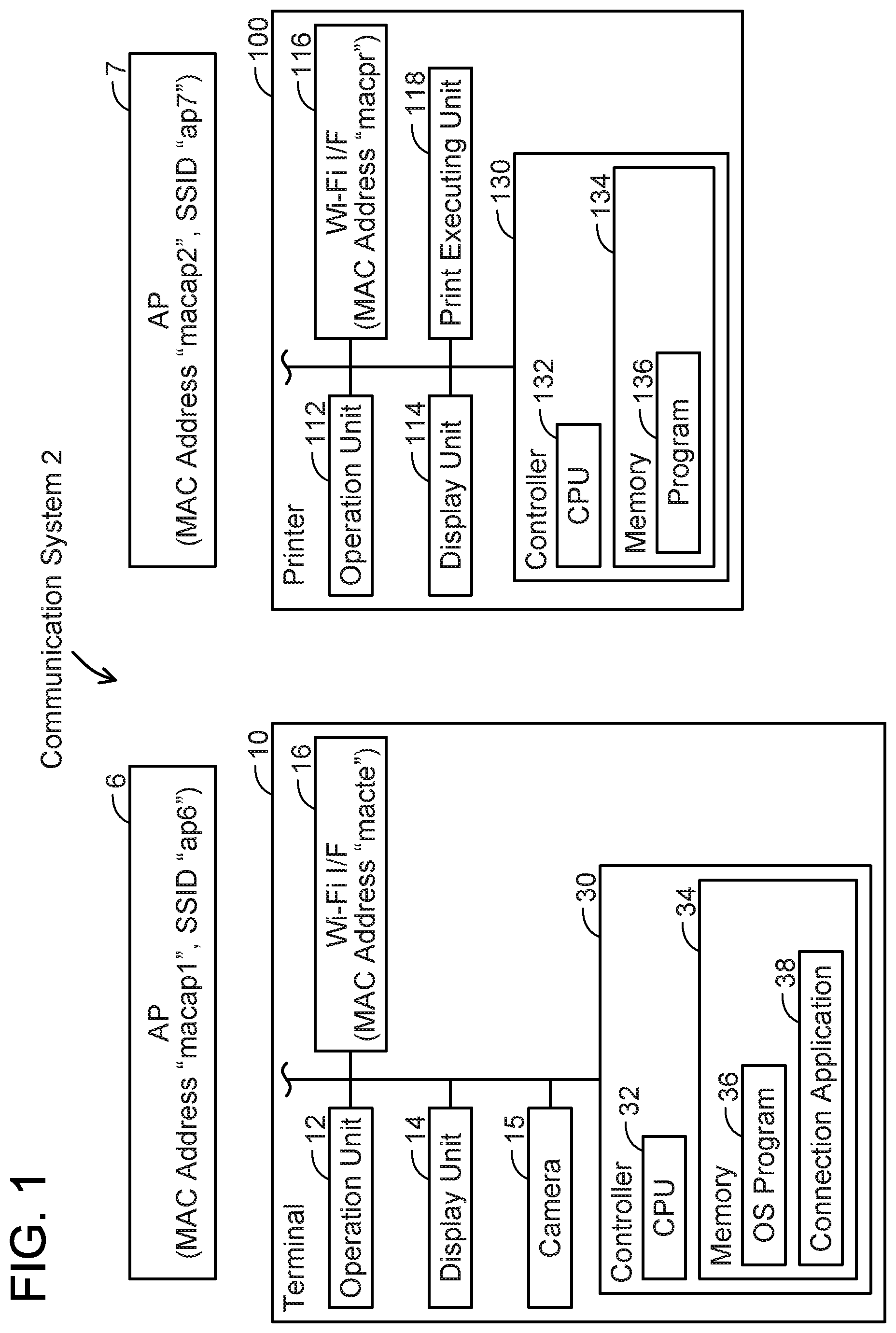 Patent US12375907 — Non-transitory computer-readable medium storing computer-readable instructions for terminal device and communication device — Figure 1