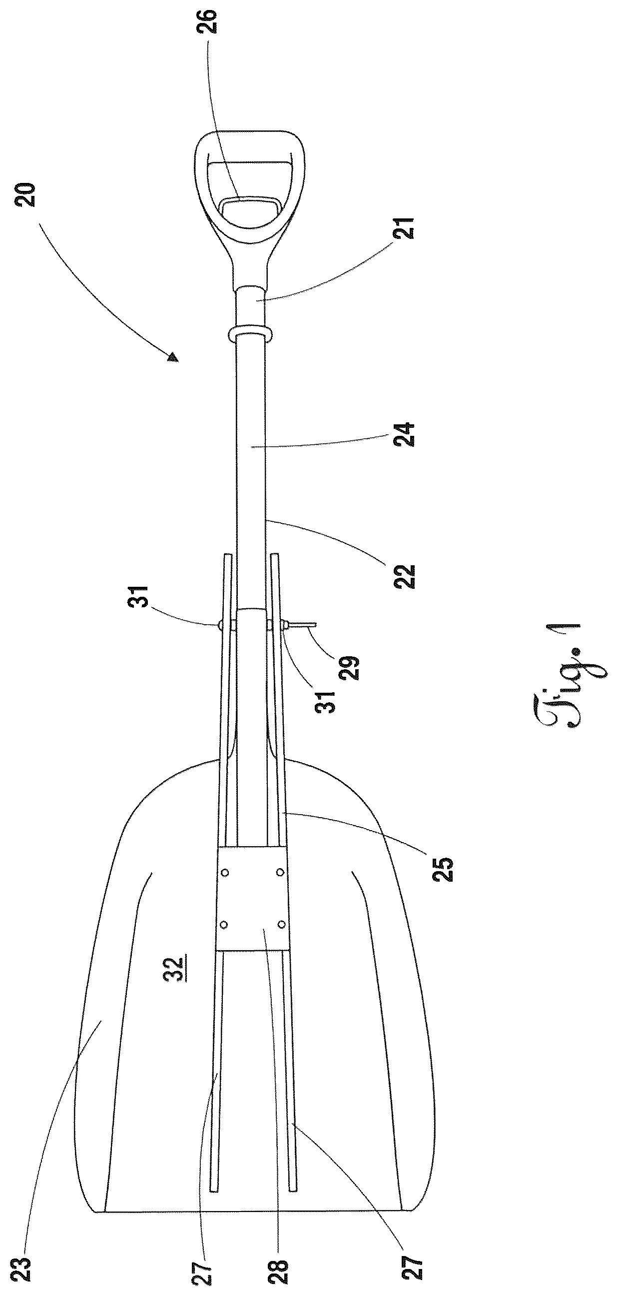 Patent US12376506 Figure 1 – Debris handling shovel attachment