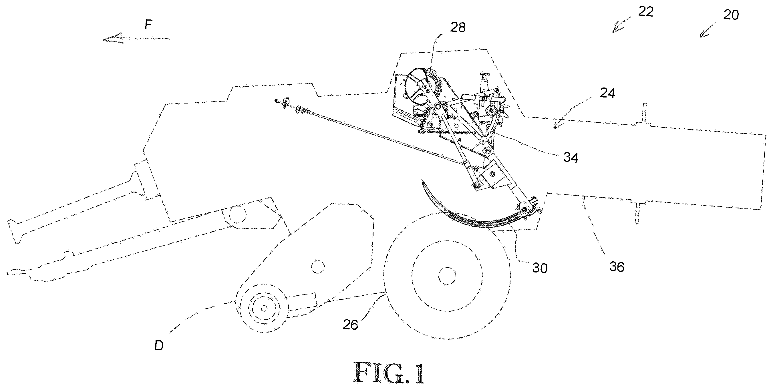 Patent US12376528 — Square baler needle lockout device — Figure 1
