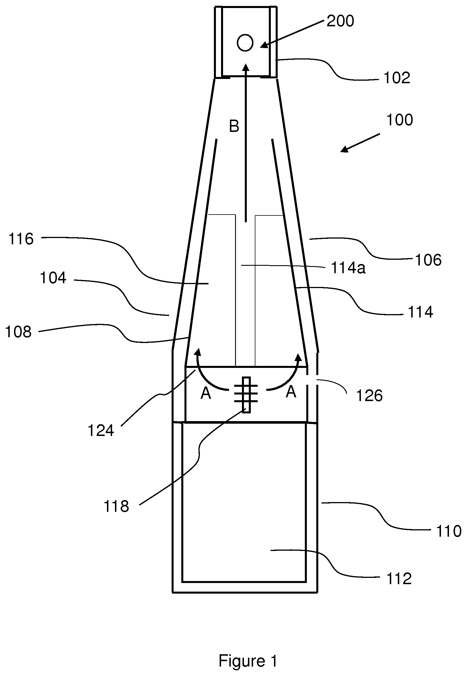 Patent US12376620 — Aerosol provision devices with a substance of 8-12 denier and a first and second tube portion extending therefrom — Figure 1