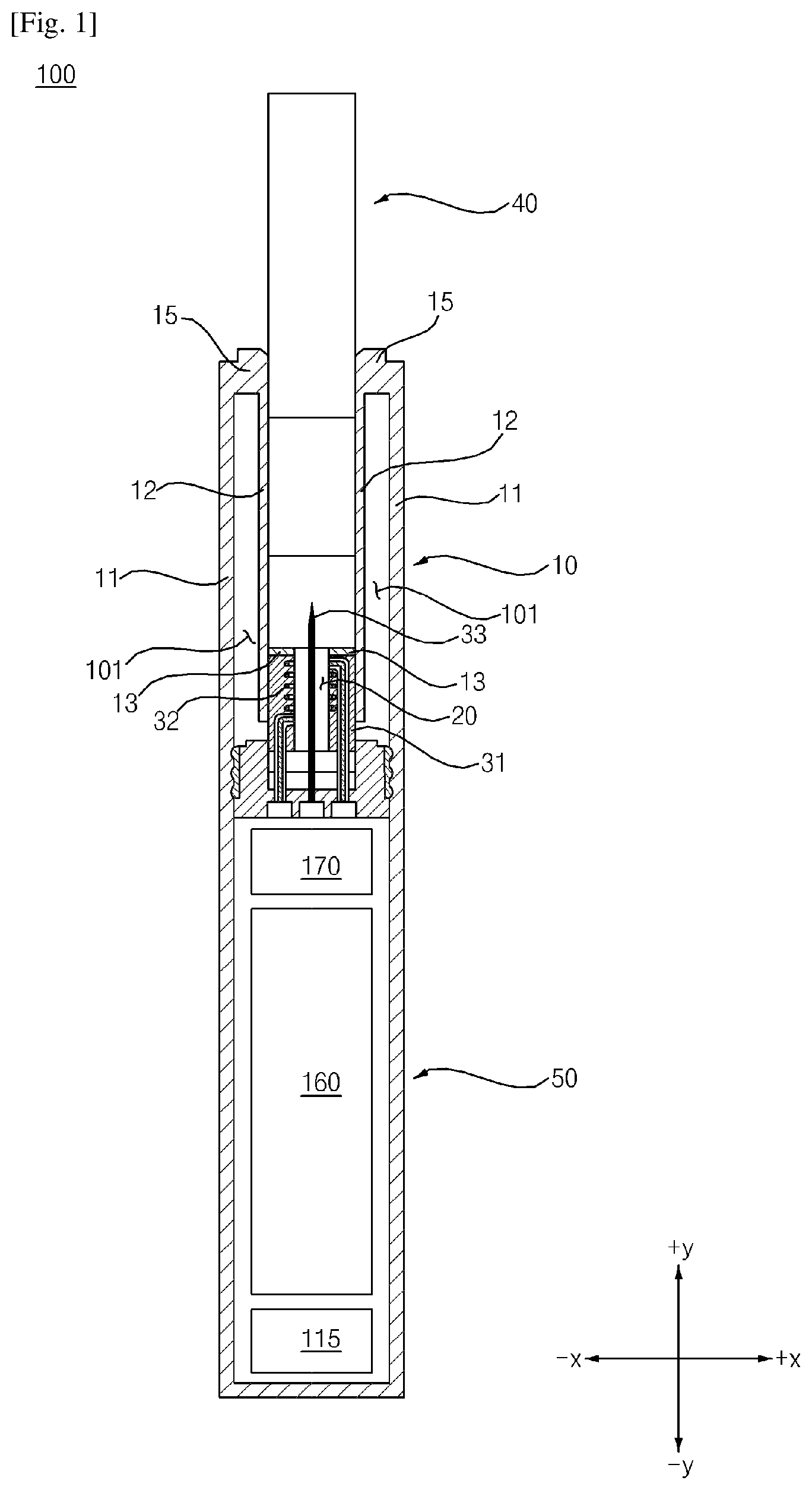 Patent US12376622 — Aerosol-generating device — Figure 1