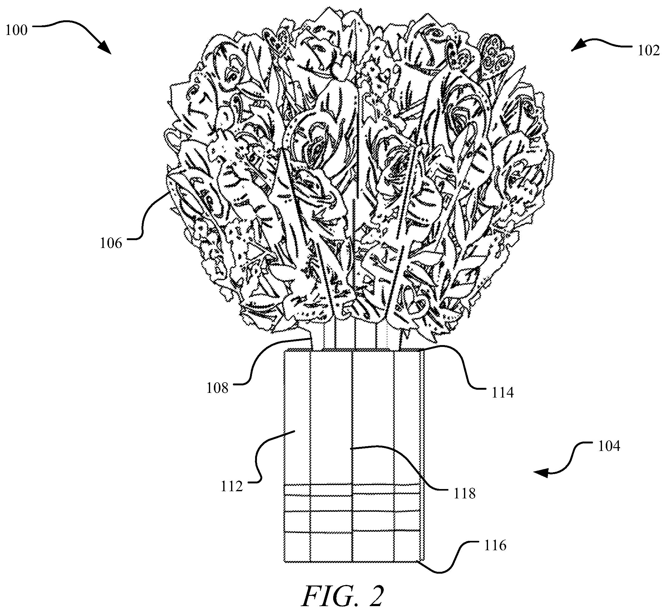 Patent US12376637 Figure 2 – Imitation flower bouquet system