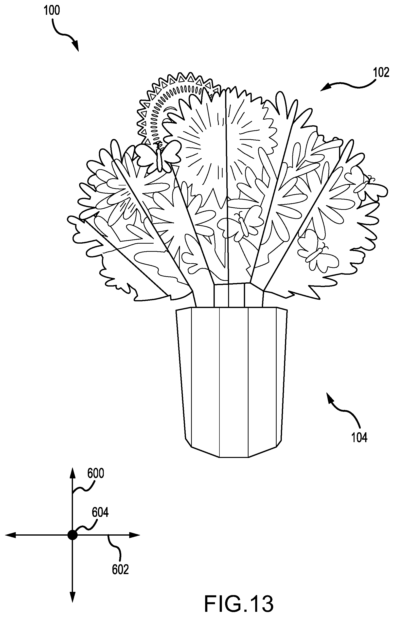 Patent US12376637 Figure 13 – Imitation flower bouquet system