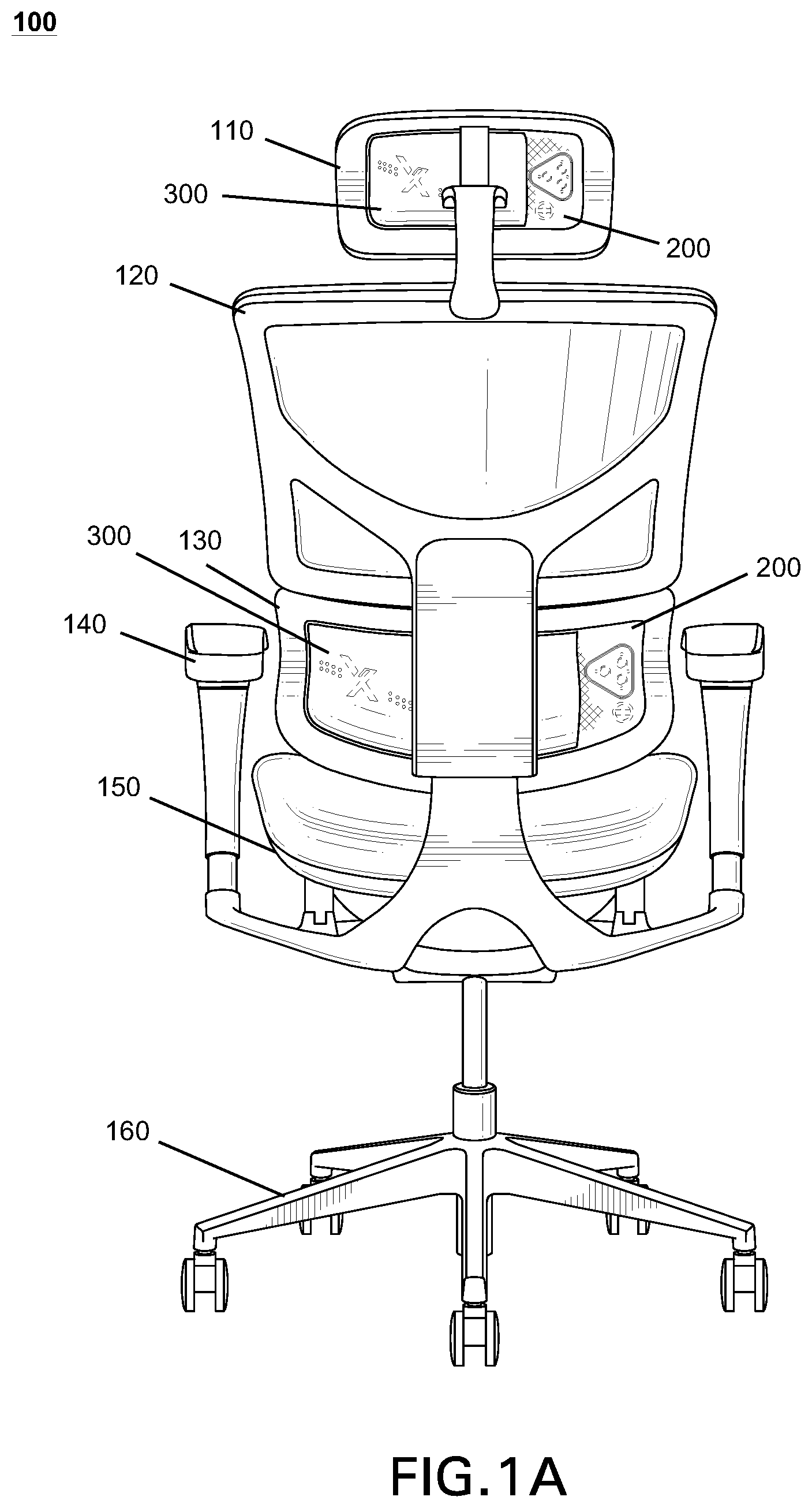 Patent US12376681 — Chair assemblies, systems, and apparatuses having integrated technologies, and related methods — Figure 1
