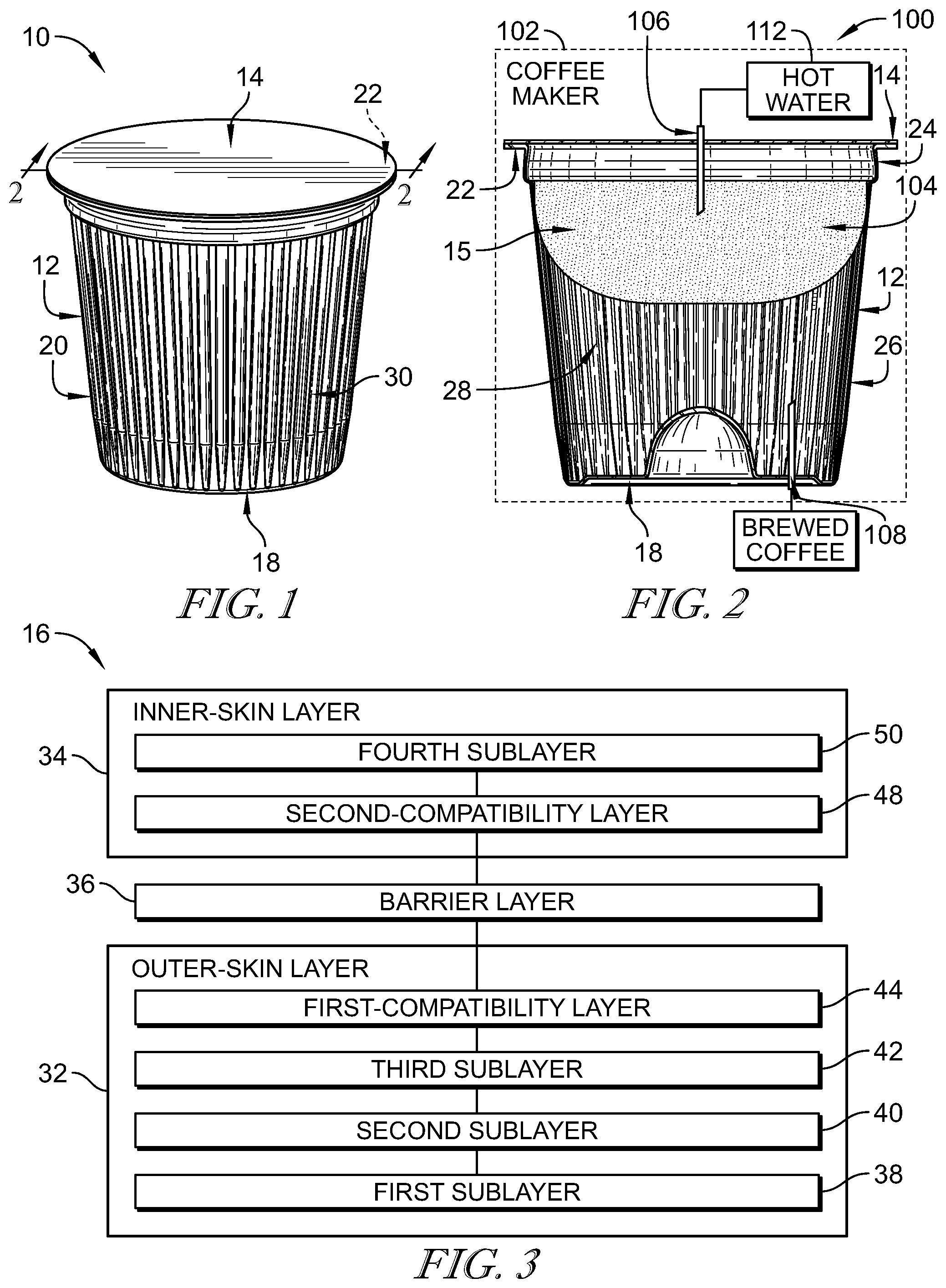 Patent US12376698 — Beverage-brewing package — Figure 1
