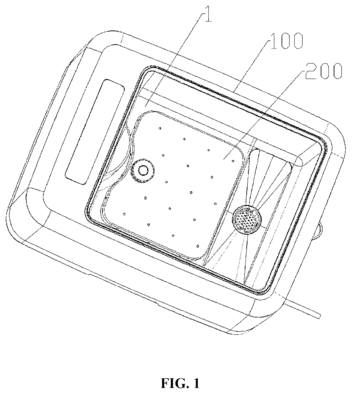 Patent US12376705 Figure 1 – Aeration plate and fruit and vegetable cleaning machine