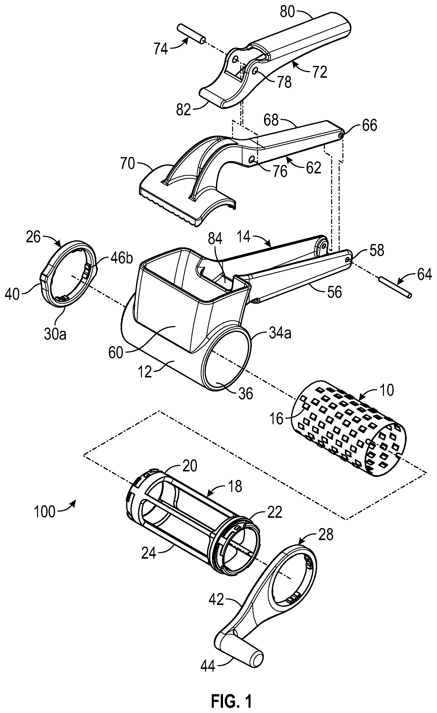 Patent US12376706 — Rotary grater — Figure 1