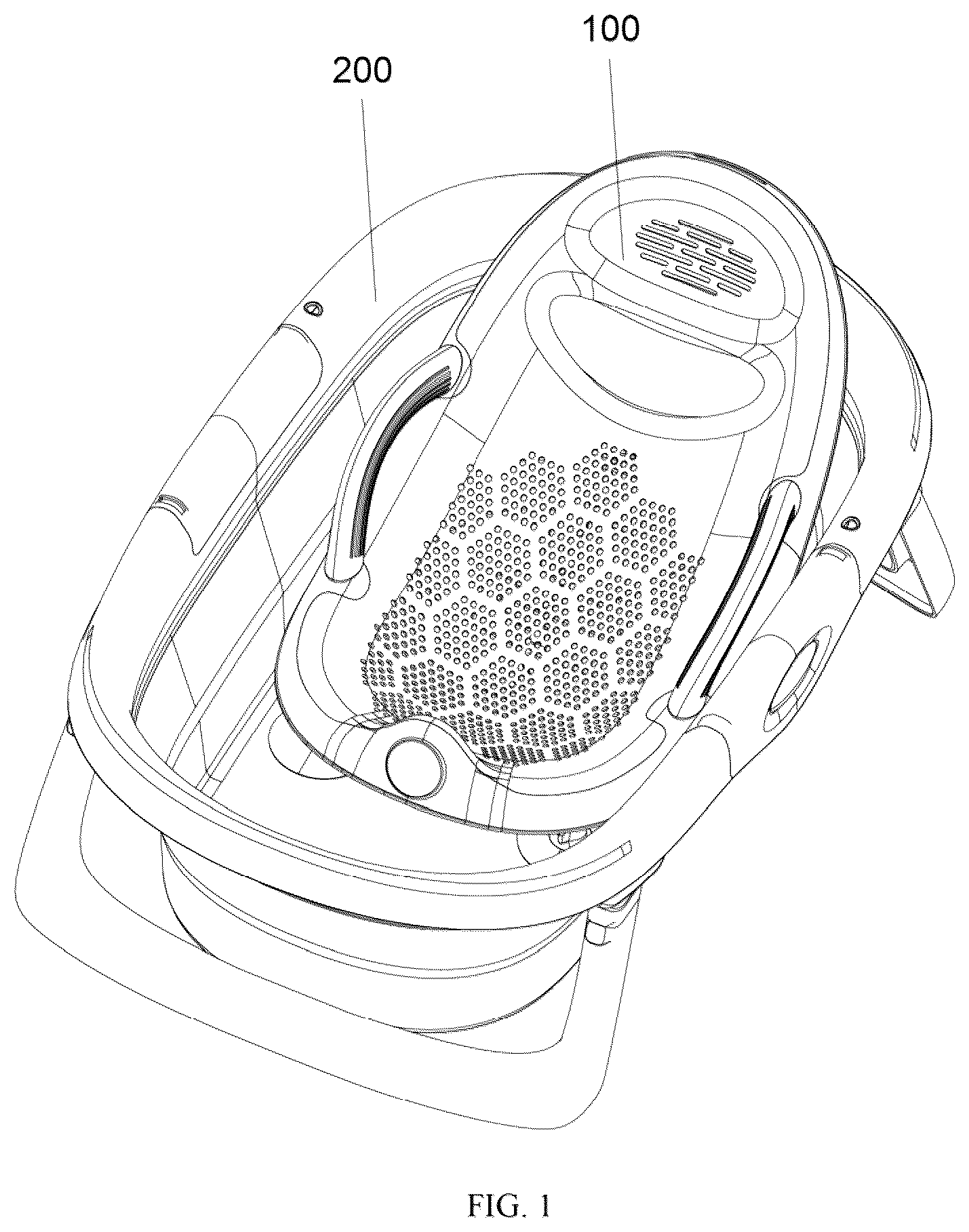 Patent US12376708 Figure 1 – Baby bath support device