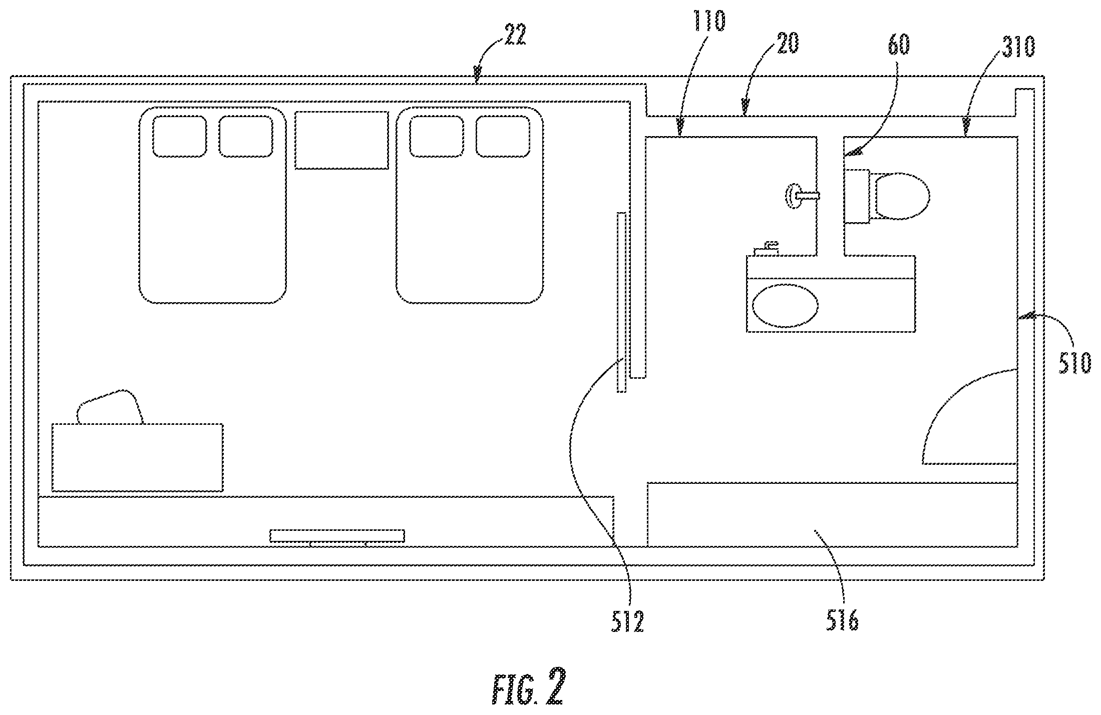 Patent US12376709 Figure 2 – Bathroom fixtures and components