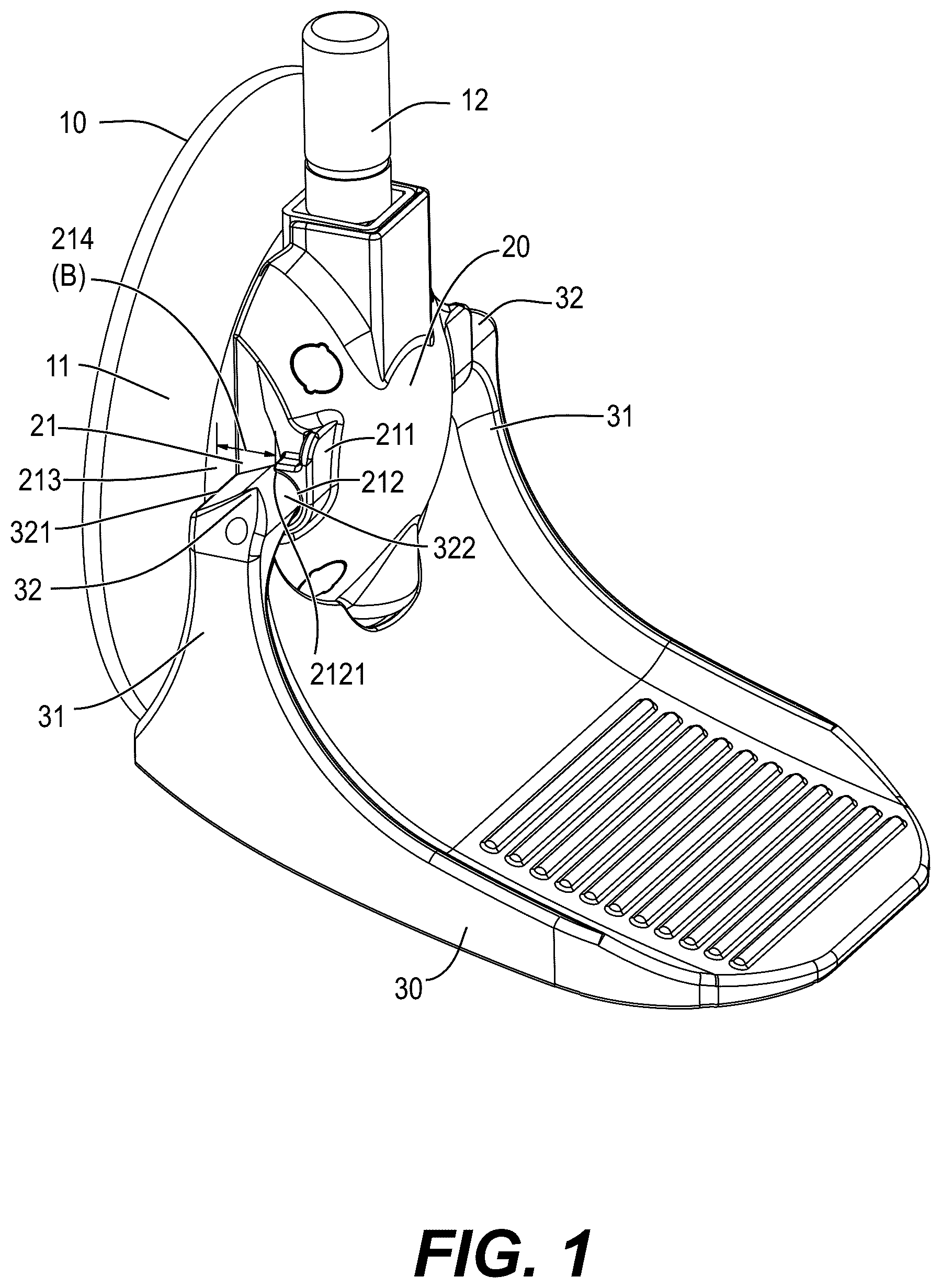 Patent US12376715 — Split-type footrest — Figure 1