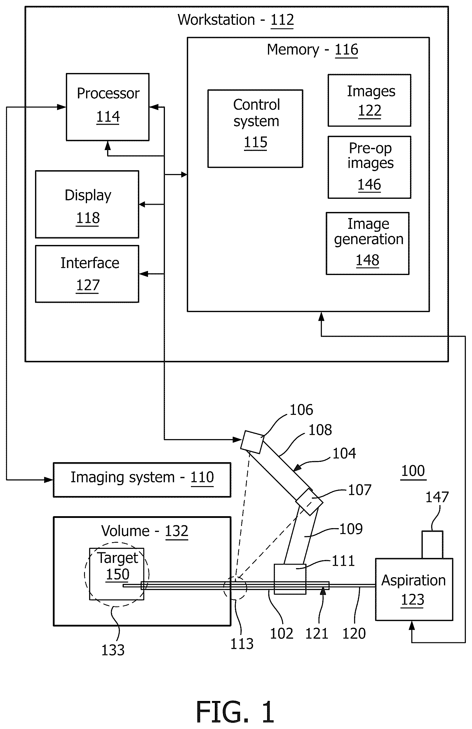 Patent US12376738 — Image guided robotic system for tumor aspiration — Figure 1