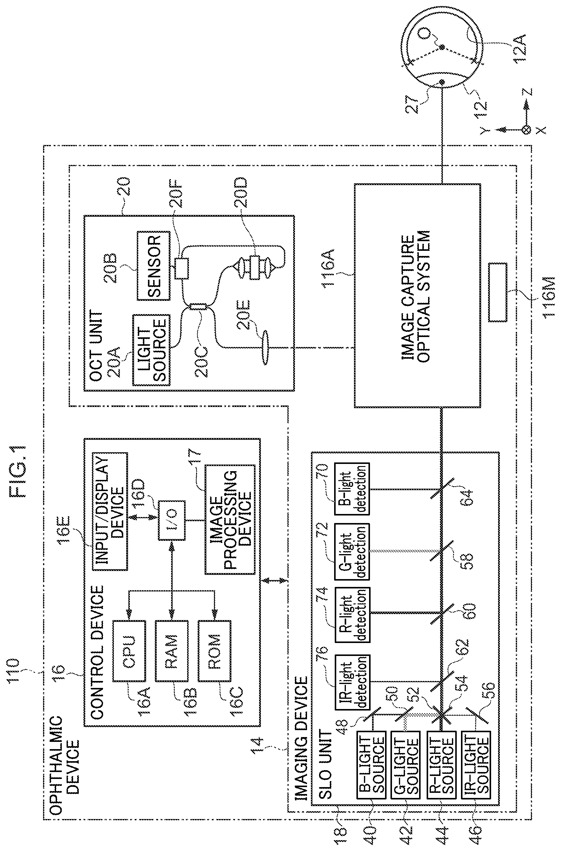 Patent US12376746 — Ophthalmic device and tomographic image generation device — Figure 1
