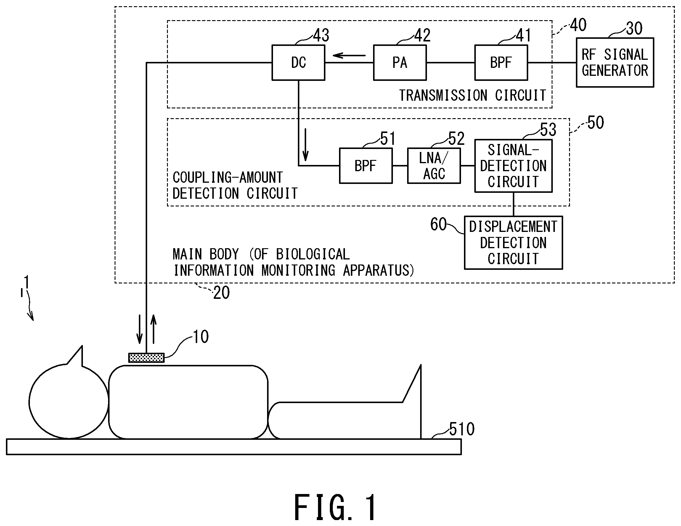 Patent US12376758 — Biological information monitoring apparatus and magnetic resonance apparatus — Figure 1