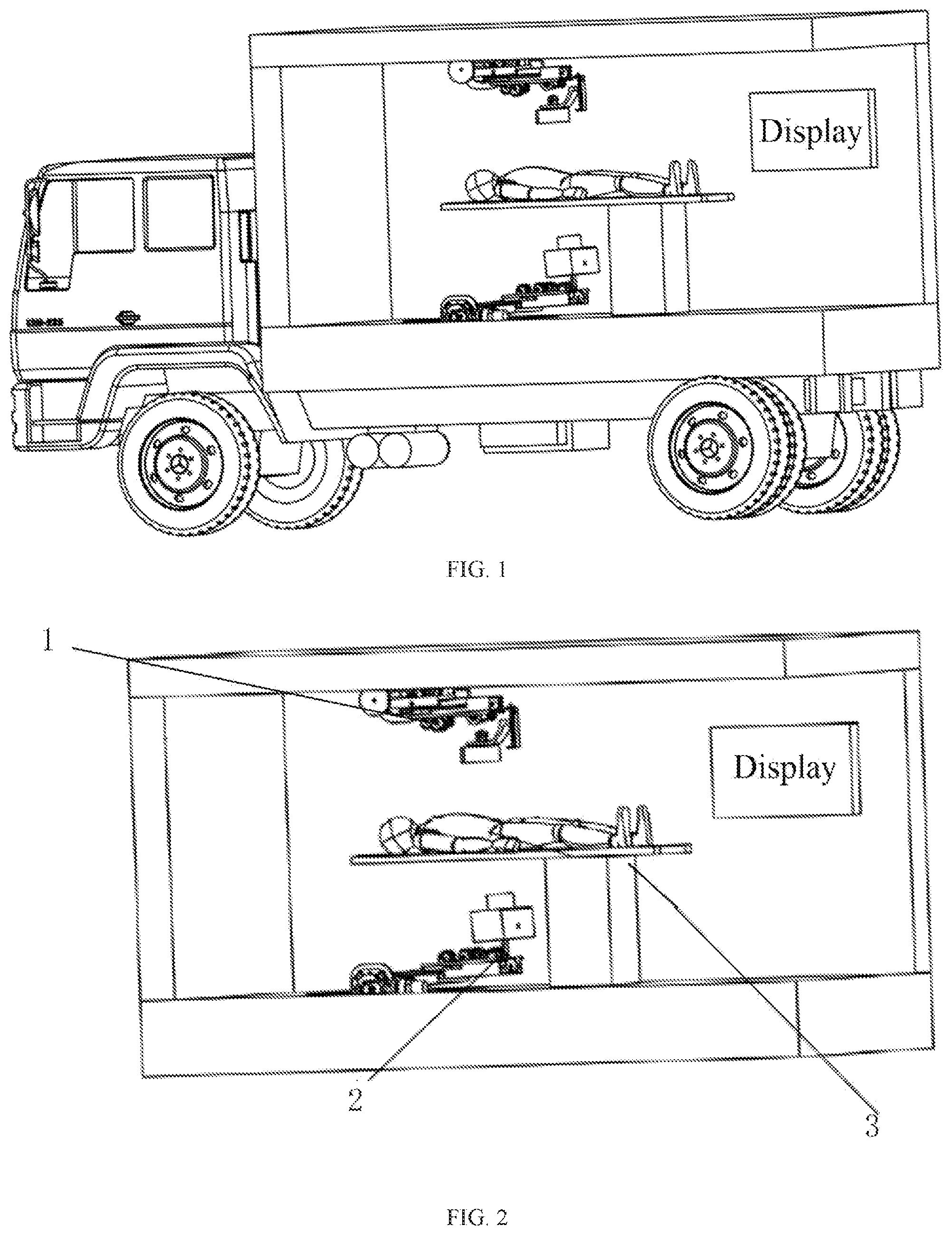 Patent US12376809 Figure 1 – Vehicle-mounted angiography machine with double-robotic-arm type structure