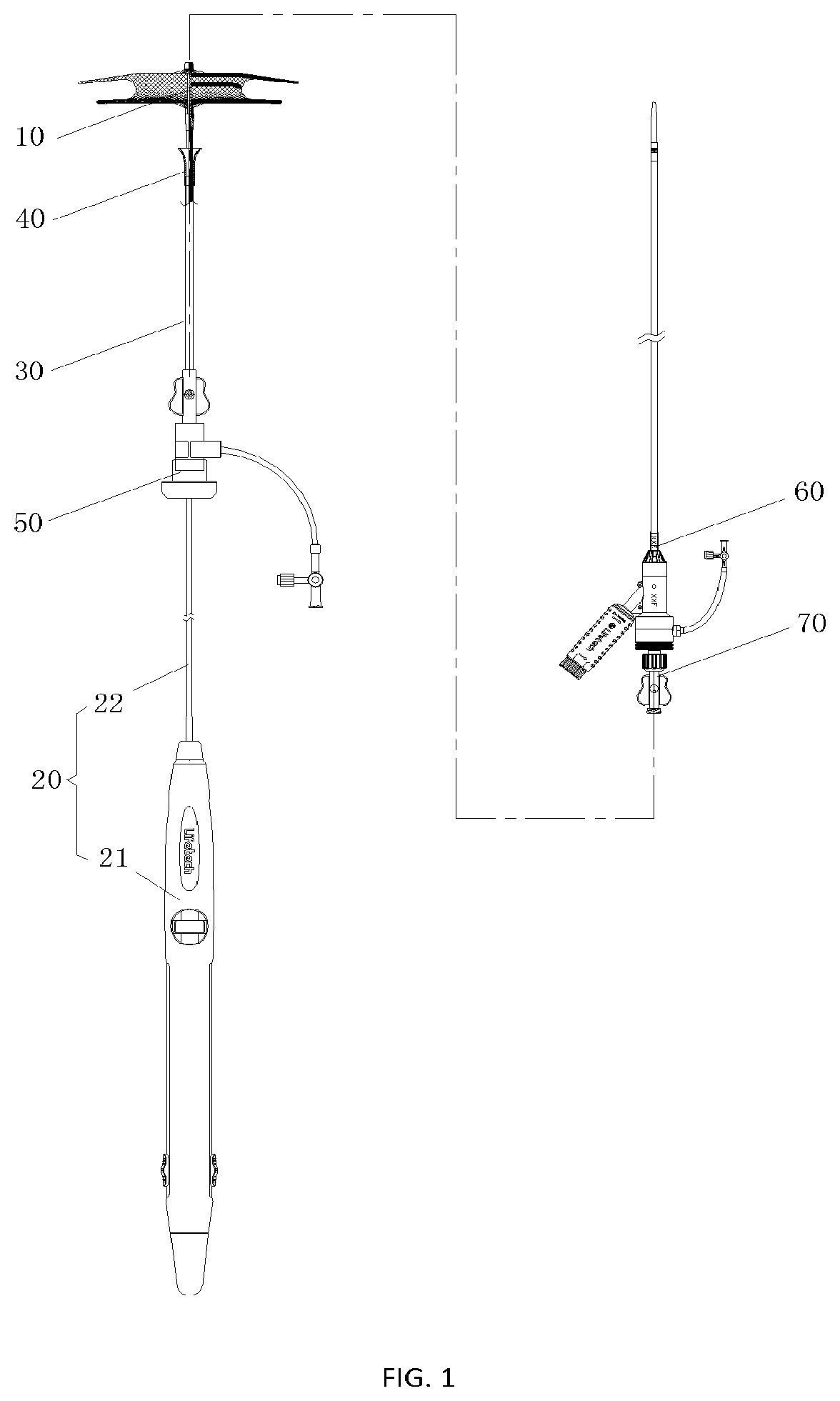 Patent US12376840 — Occluder pushing device and transport system — Figure 1