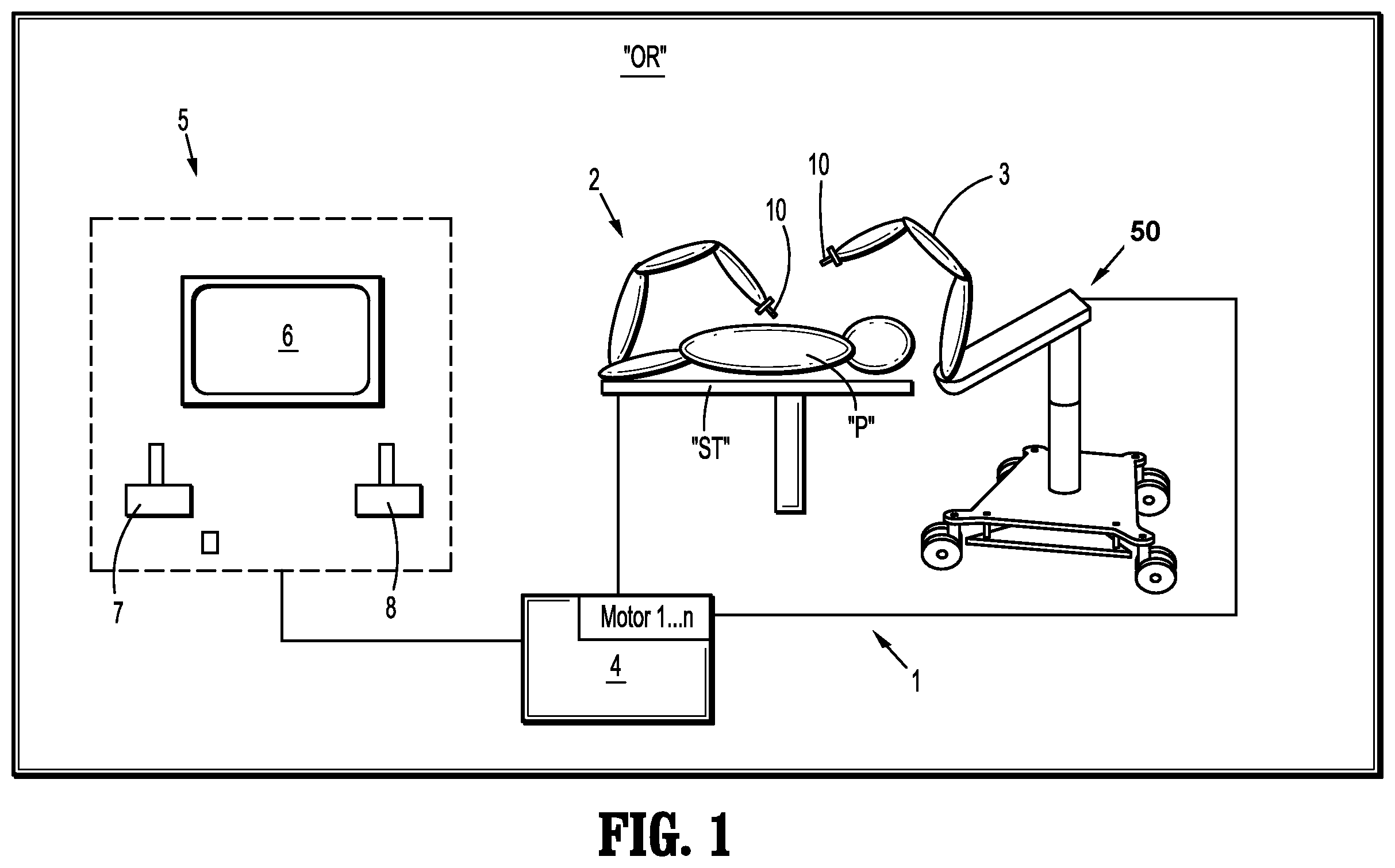 Patent US12376934 — Surgical robotic arm storage assemblies and methods of replacing surgical robotic arms using the storage assemblies — Figure 1