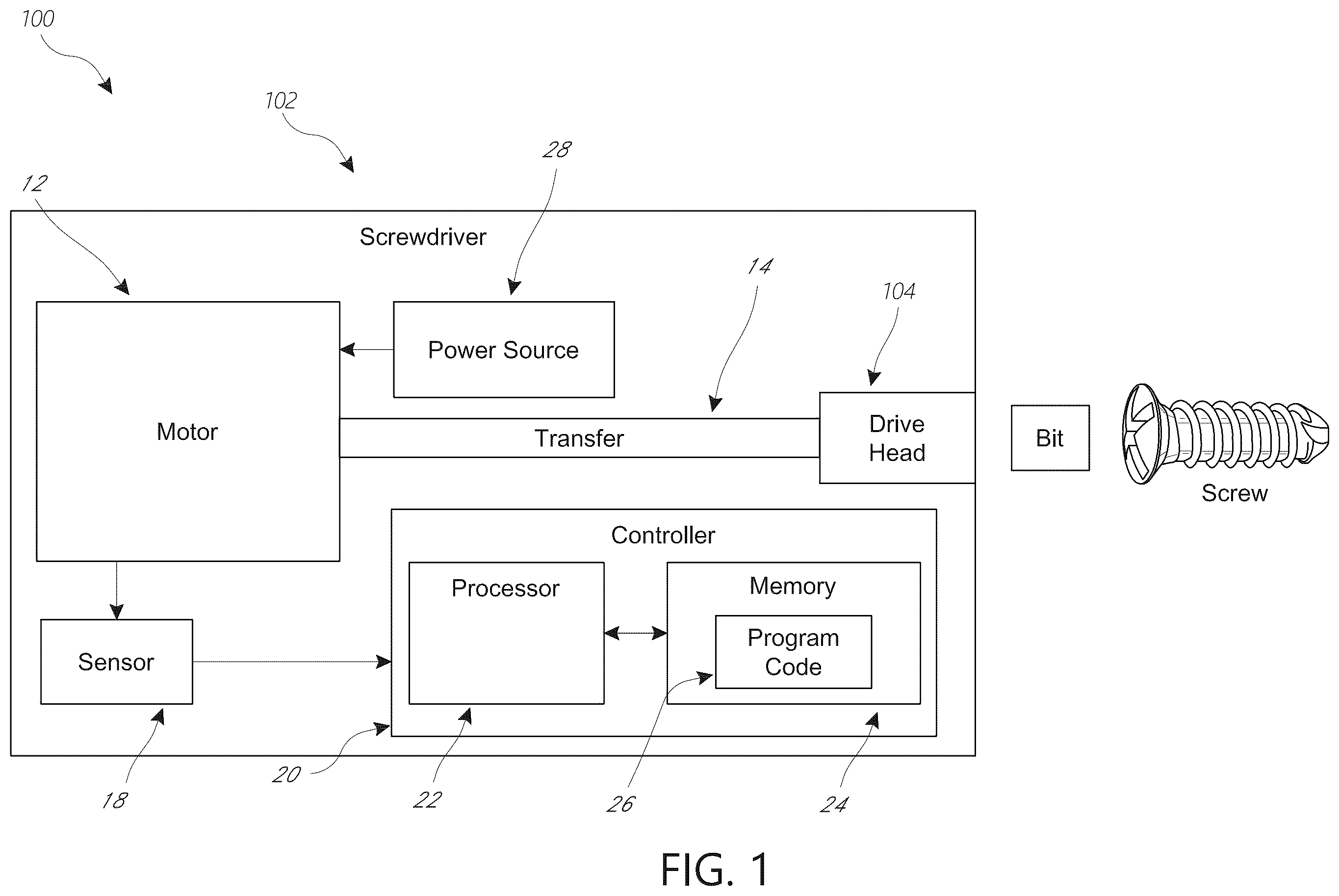 Patent US12376936 — Torque-limiting screwdriver devices, systems, and methods — Figure 1
