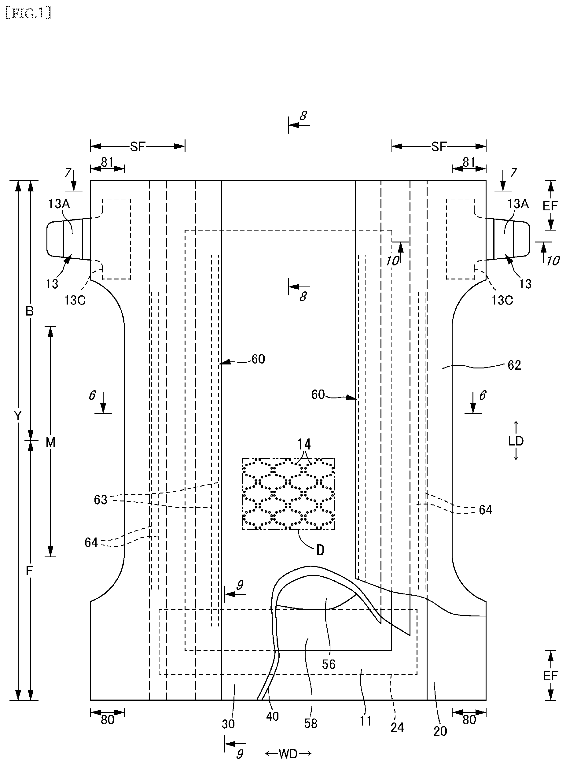 Patent US12377002 — Disposable wearing article — Figure 1