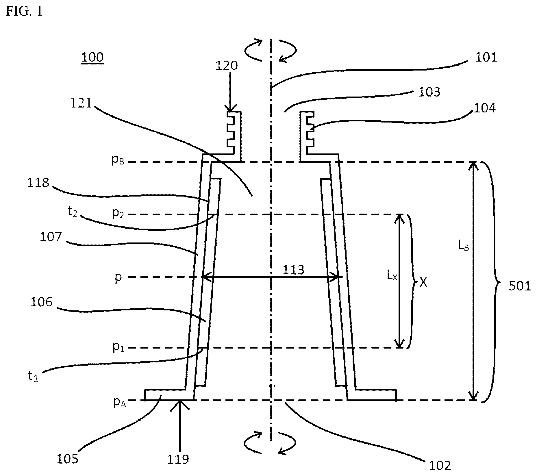 Patent US12377222 — Receptacle for pharmaceutical packaging having a graduated lubricant layer — Figure 1