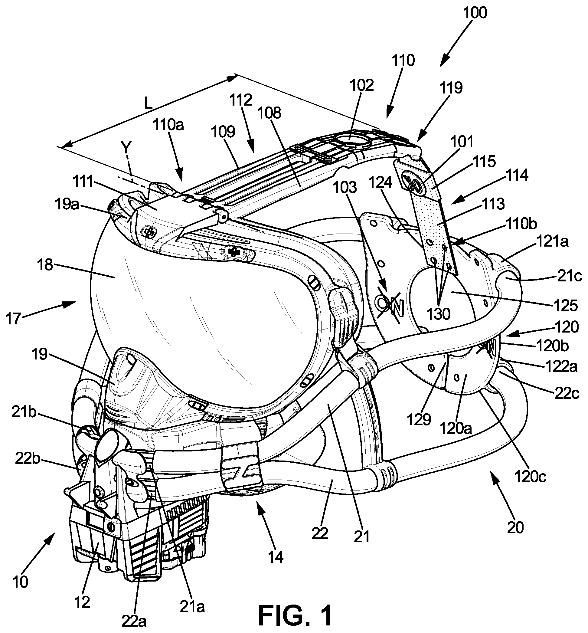 Patent US12377297 — Breathing equipment for an aircraft, breathing assembly and method for stowing the breathing equipment — Figure 1