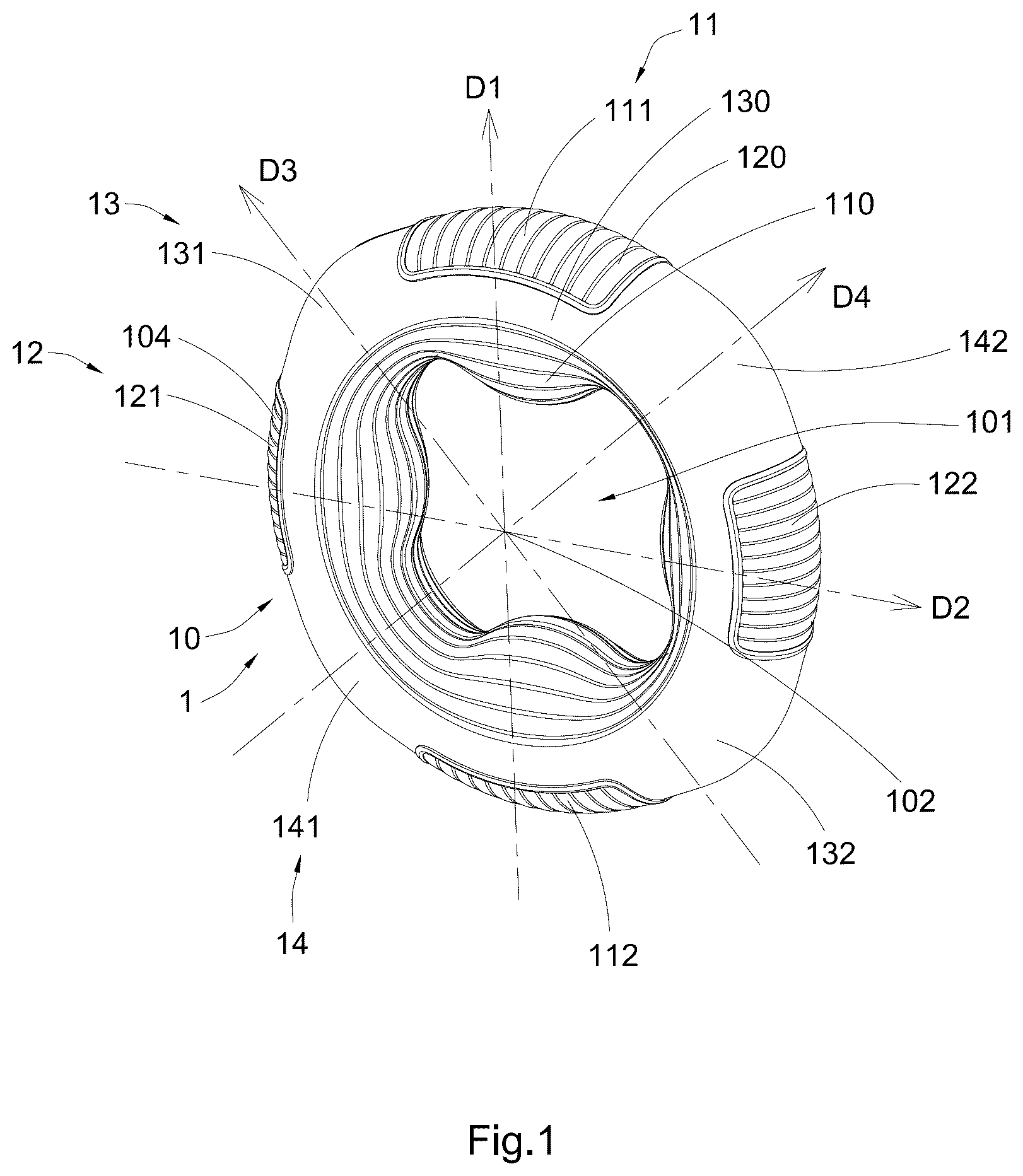 Patent US12377315 — Multi-resistance hand gripper ring — Figure 1