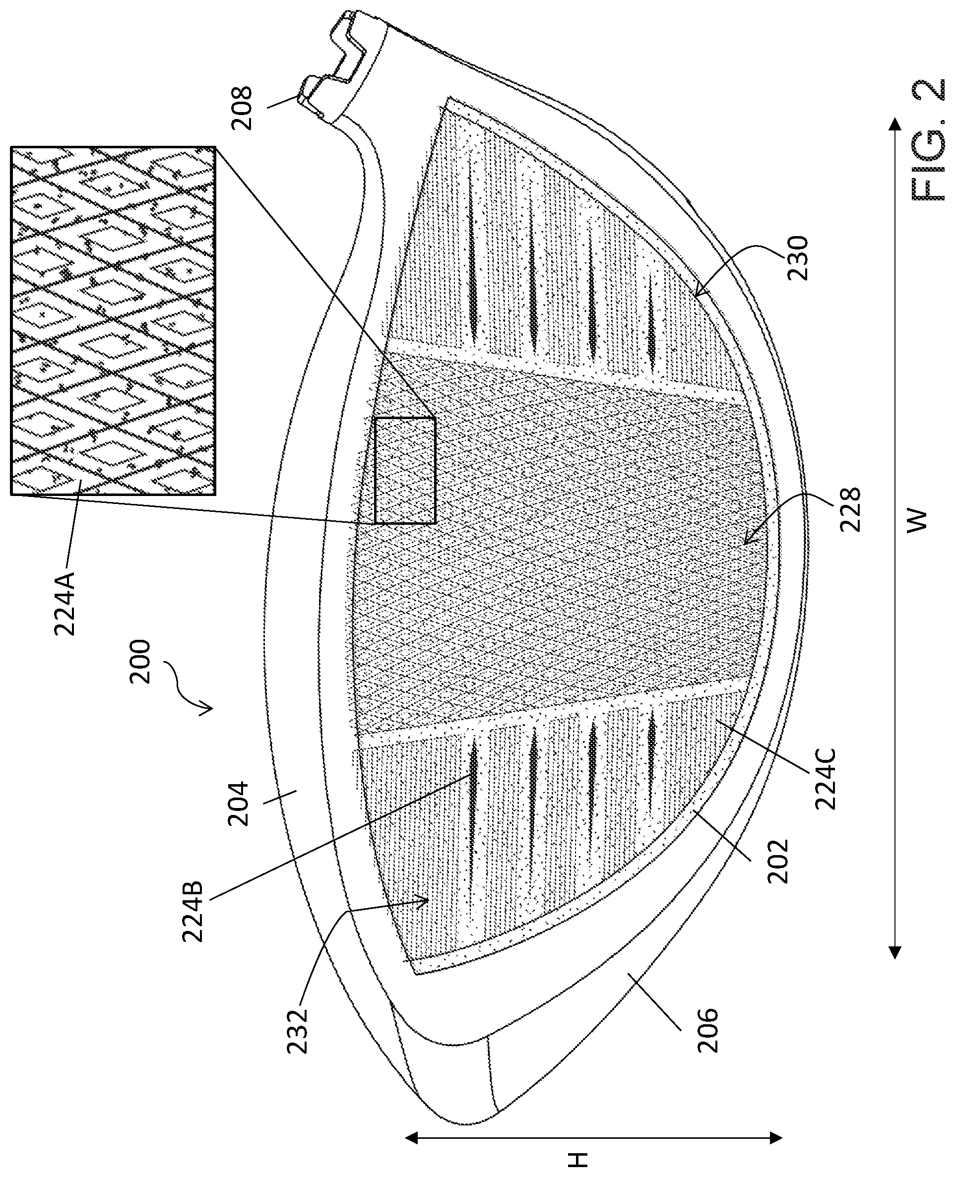 Patent US12377321 Figure 2 – Laser-contrasted golf club head and manufacturing process