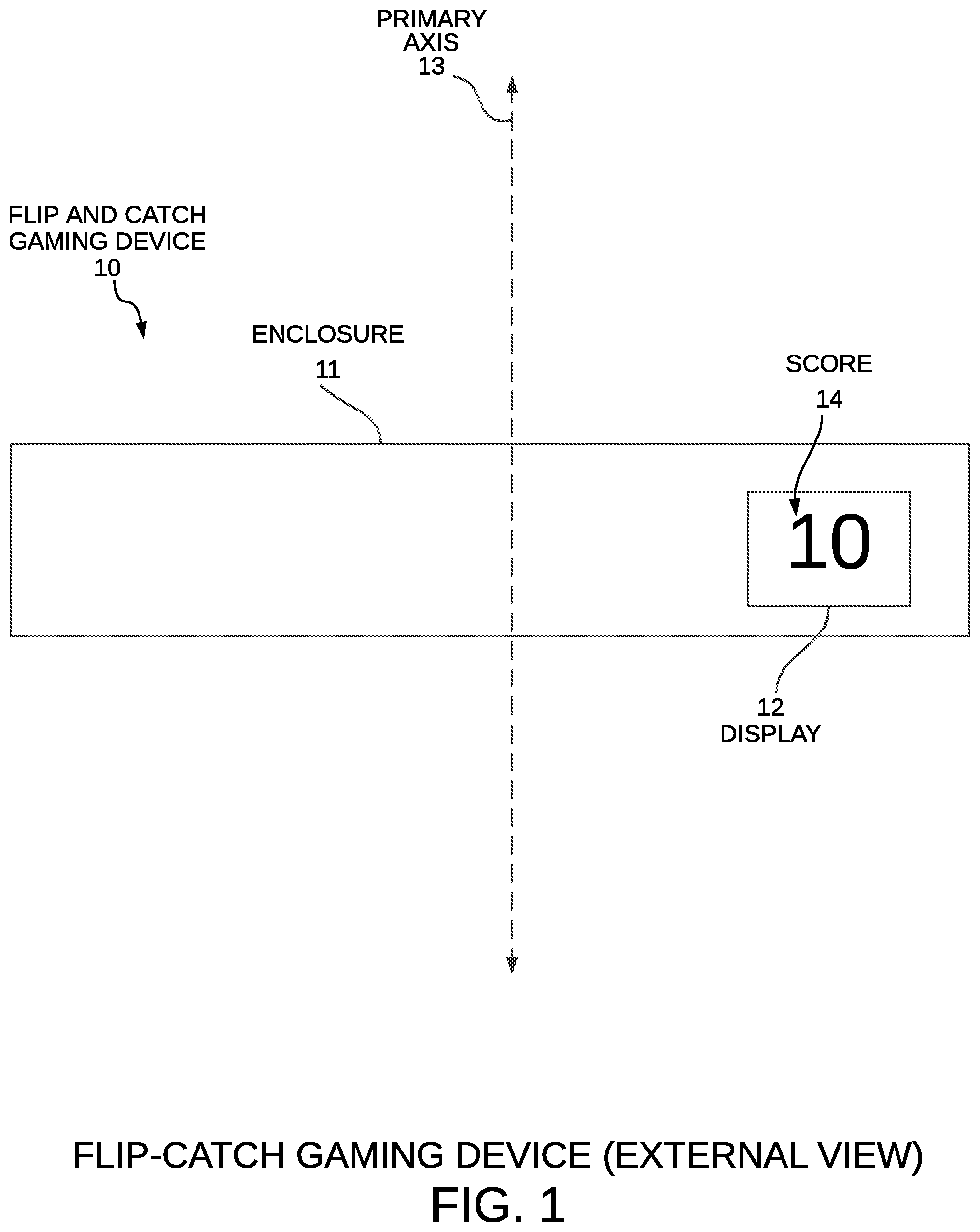 Patent US12377344 — Handheld flip and catch gaming device — Figure 1