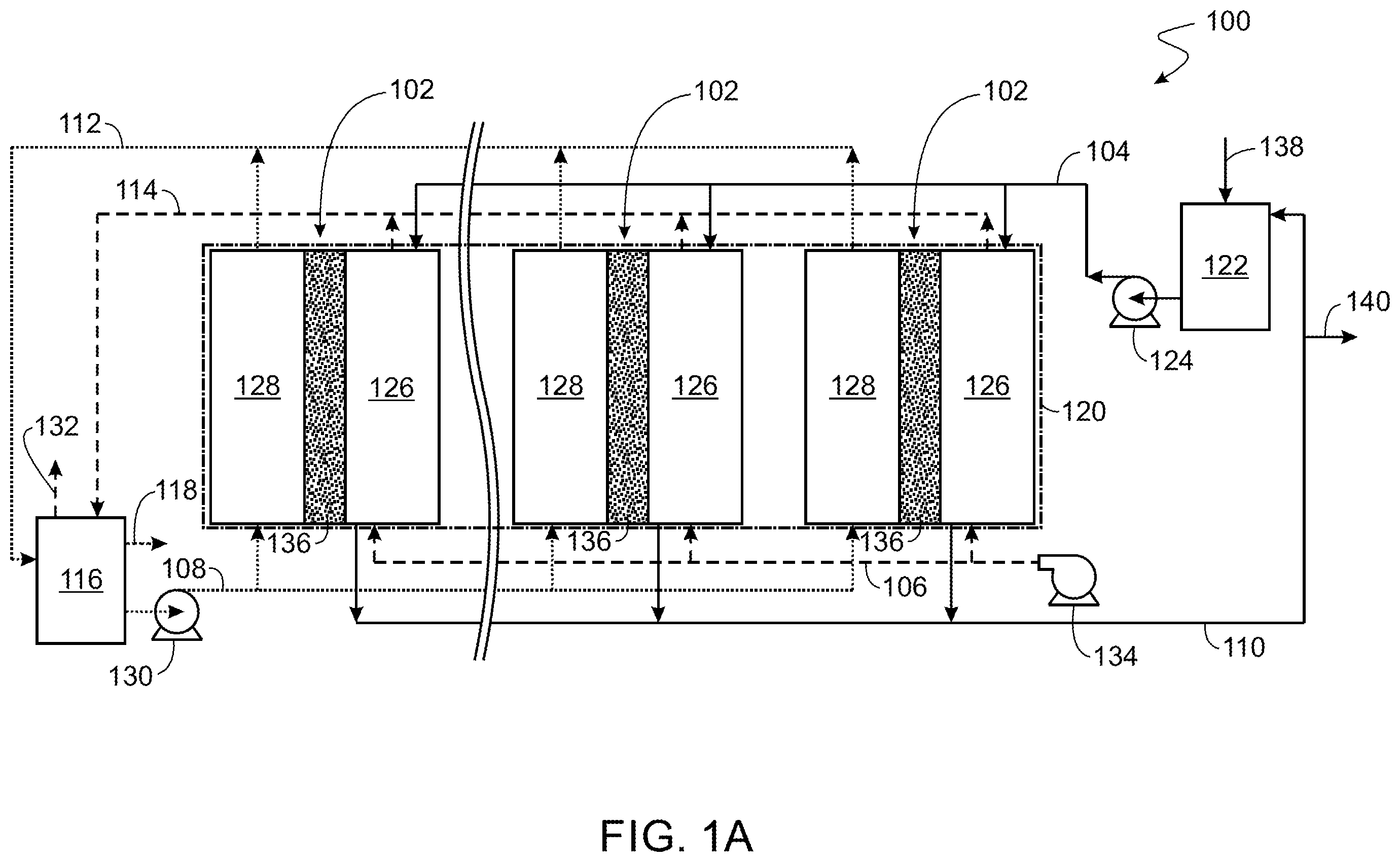 Patent US12377386 — Multi-stage direct contact membrane distillation system and process — Figure 1