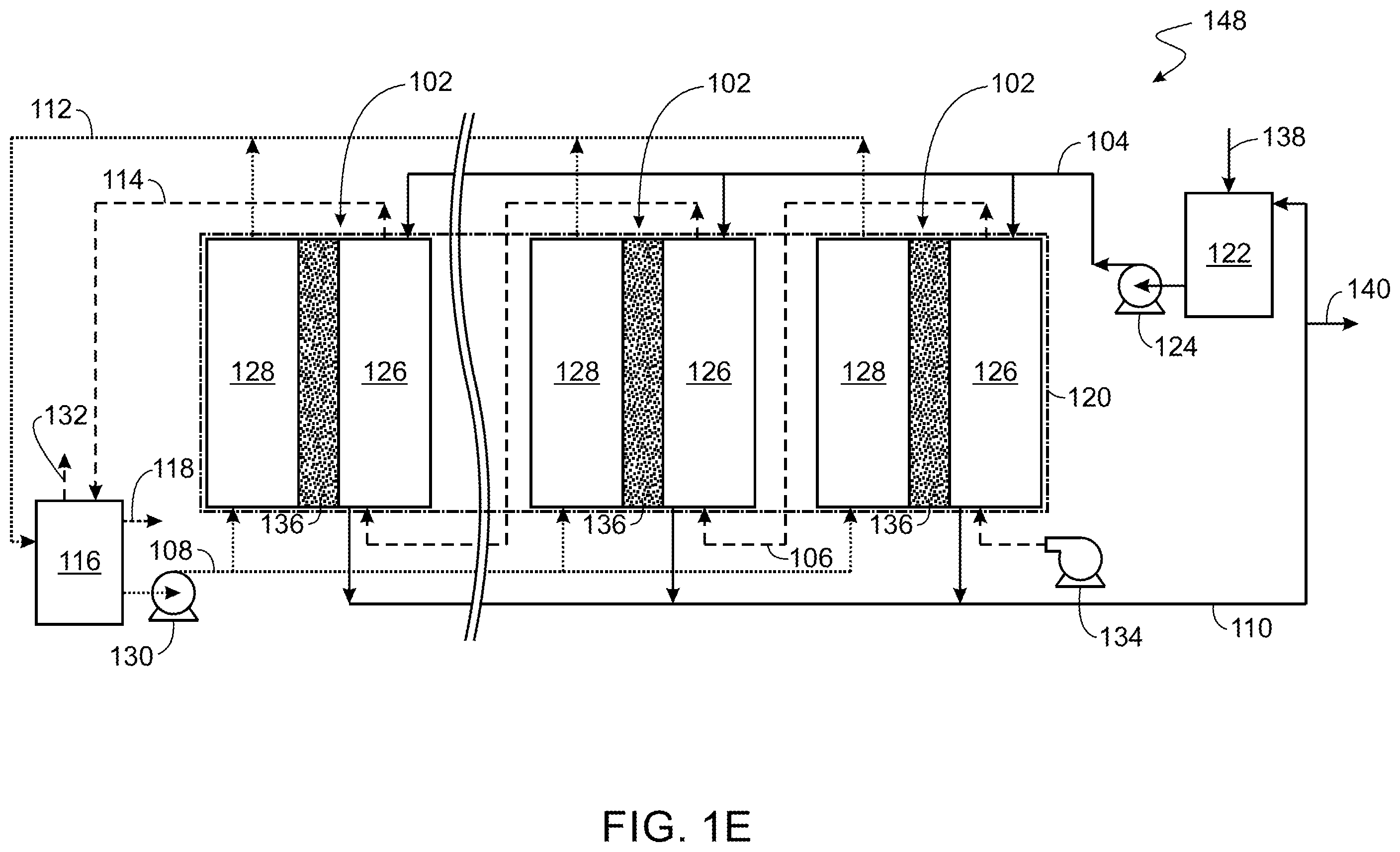 Patent US12377386 Figure 5 – Multi-stage direct contact membrane distillation system and process