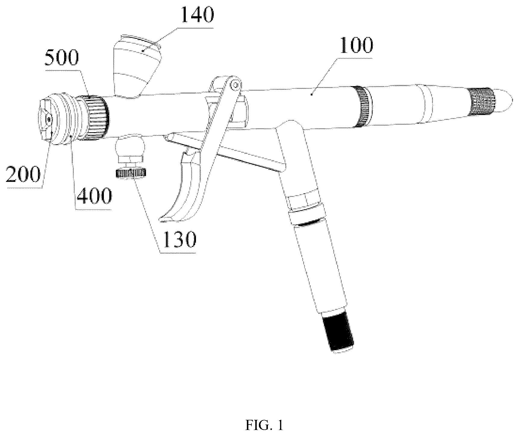 Patent US12377427 — Airbrush with quick switchable atomization mode — Figure 1