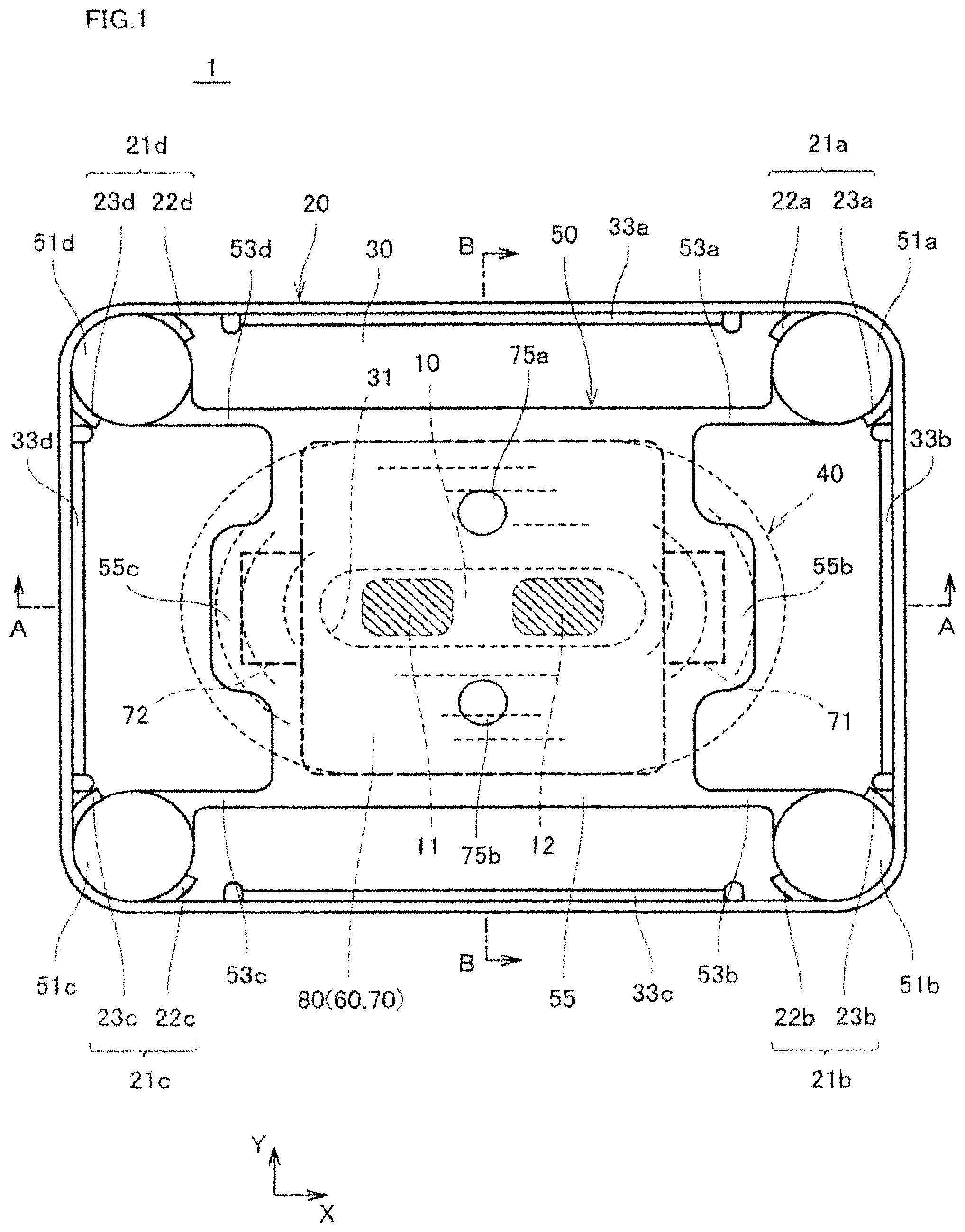 Patent US12377442 — Vibration generator moving vibrator by magnetic field generated by coil and vibrator-mounted holder used in vibration-generator — Figure 1
