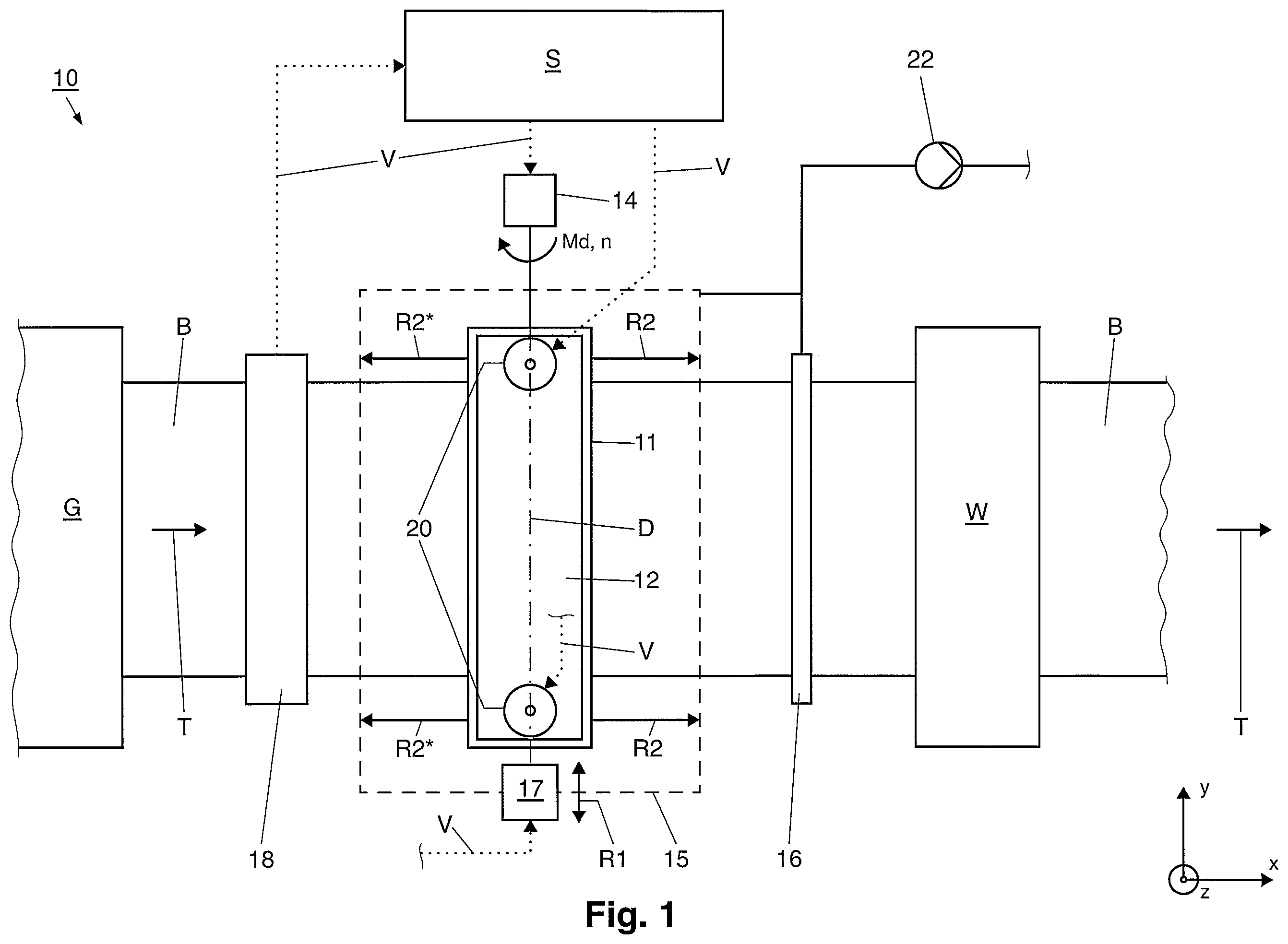Patent US12377454 — Device and a method for machining at least one surface of a continuous aluminum or an aluminum alloy strip — Figure 1