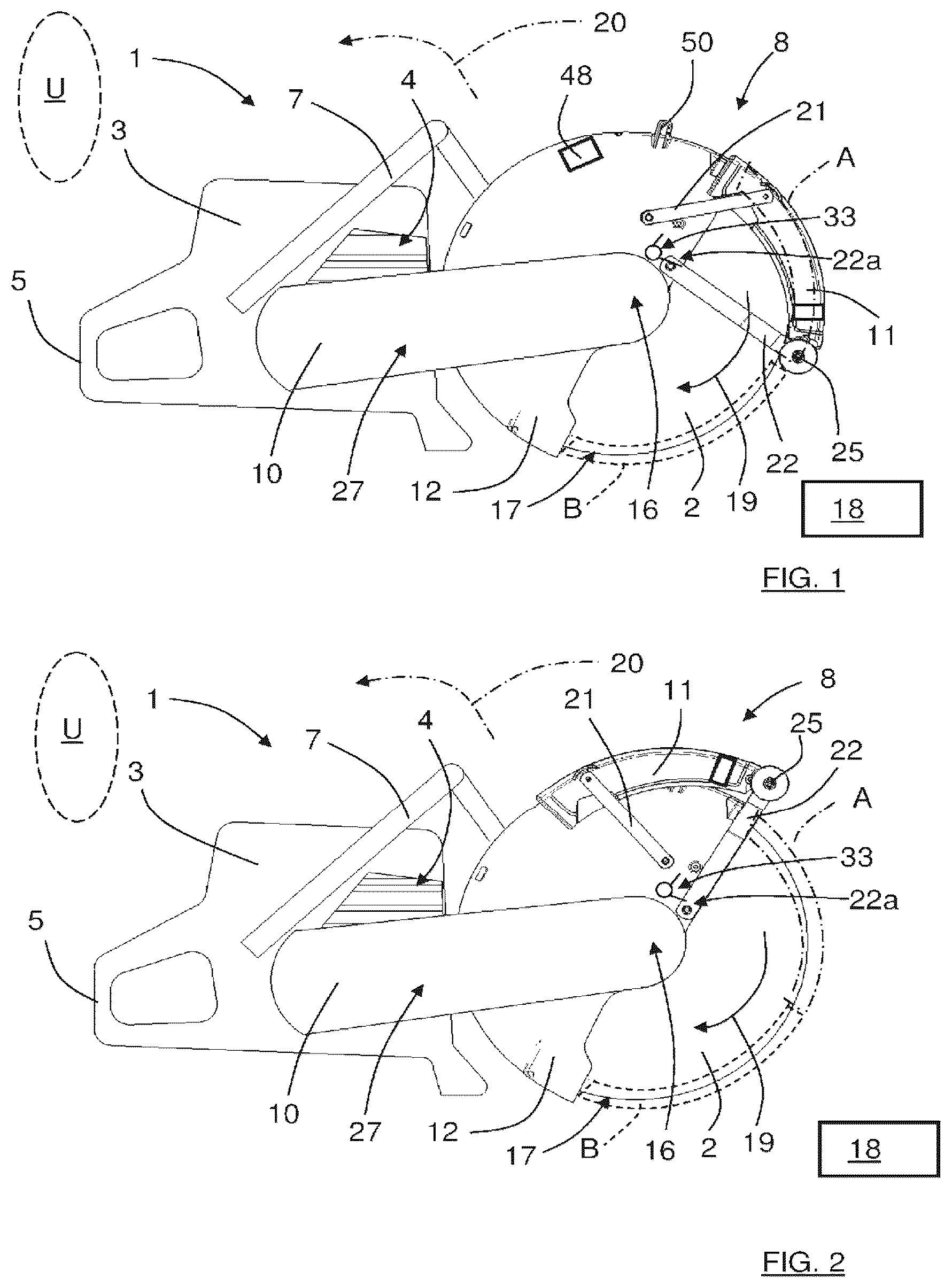 Patent US12377504 — Protection arrangement for a power tool — Figure 1