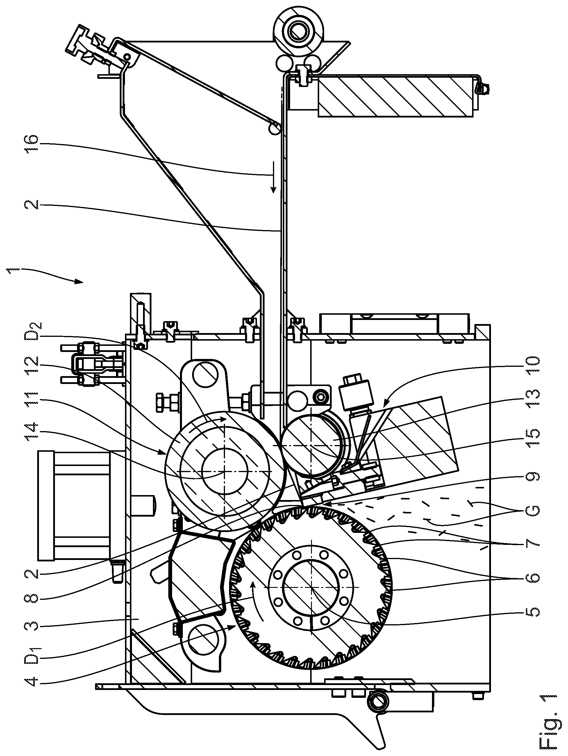 Patent US12377580 — Strand pelletizer and method for adjusting the cutting gap of such a pelletizer — Figure 1