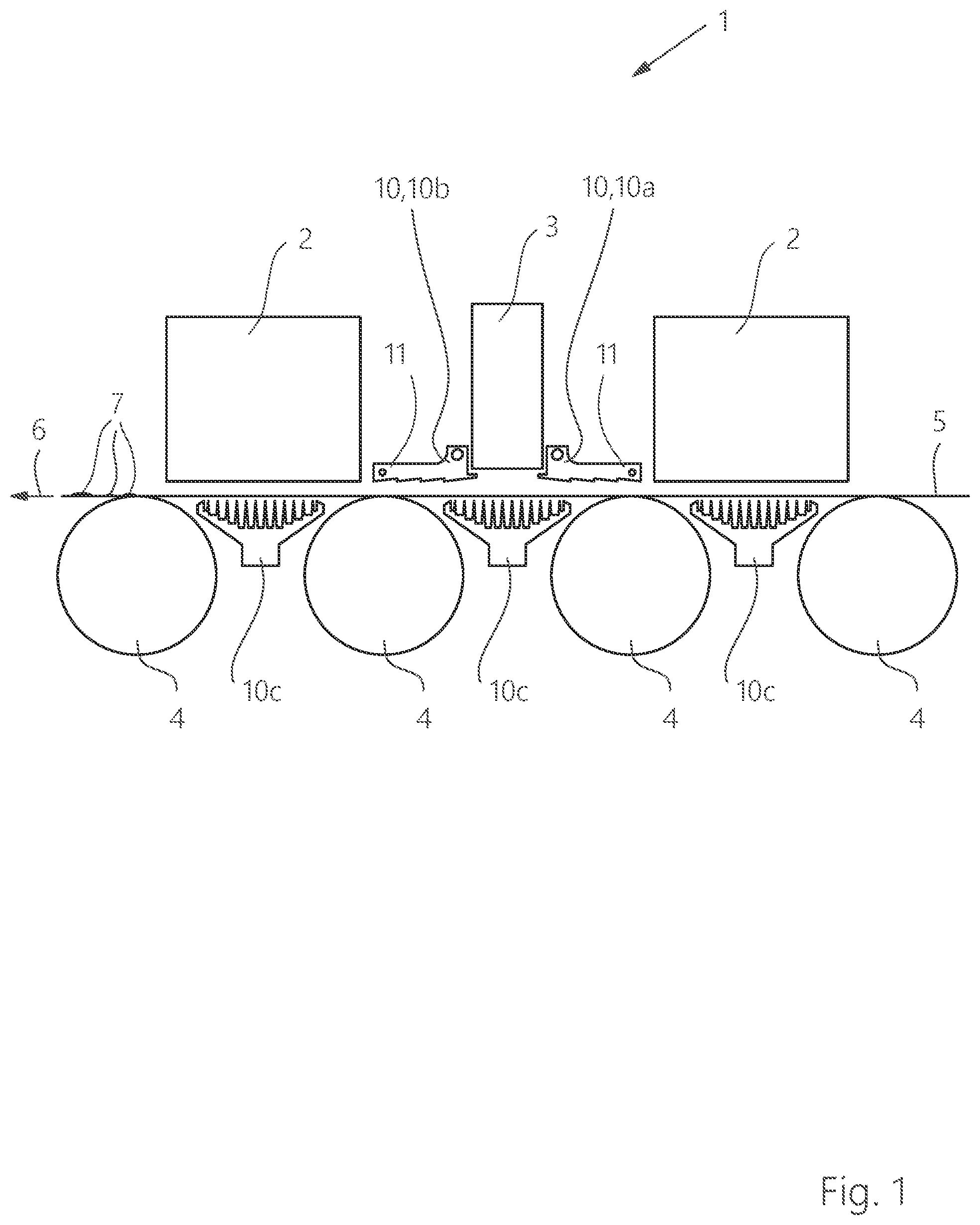 Patent US12377664 — Light trap for UV radiation for curing ink on a printing substrate and printing machine including a light trap — Figure 1