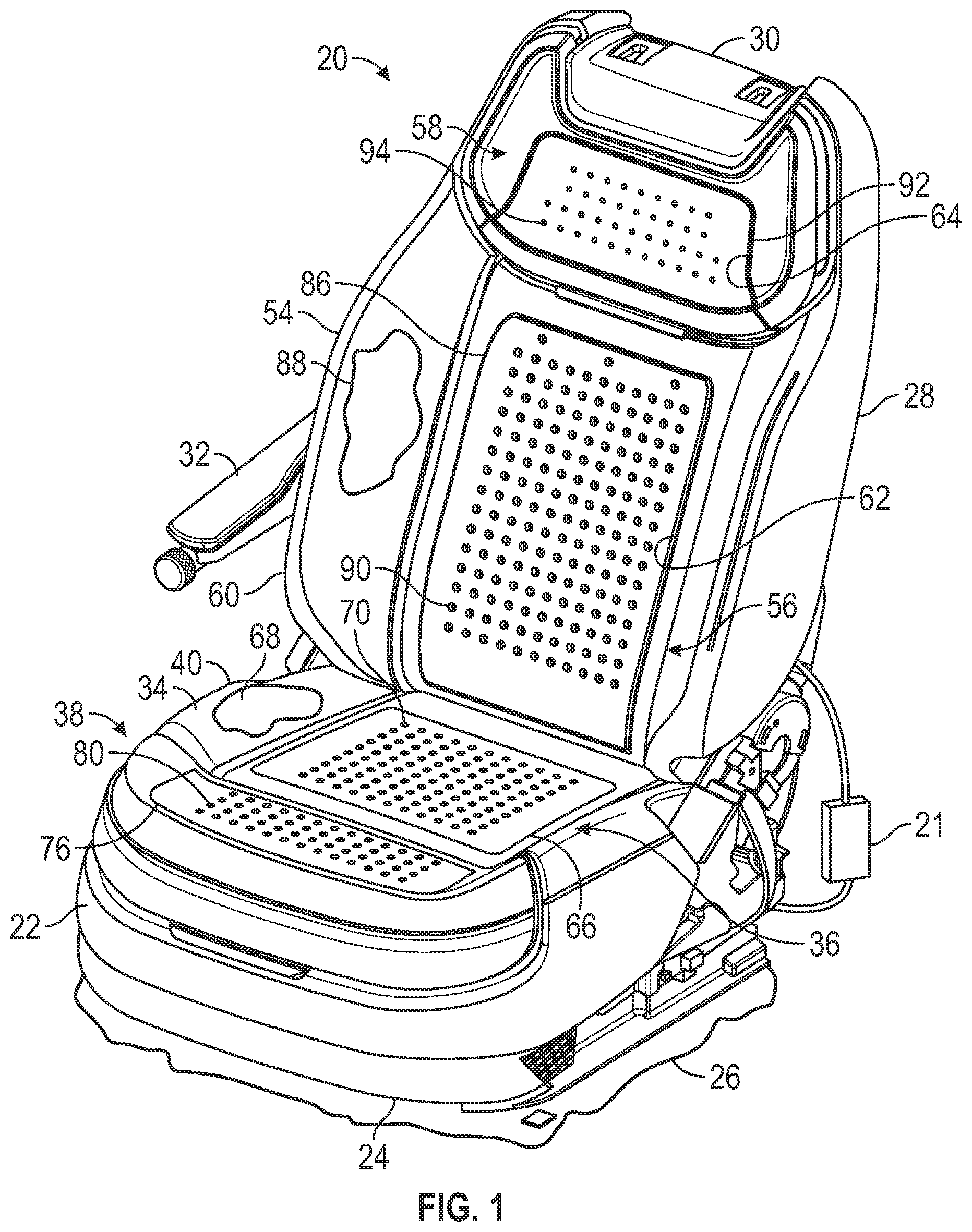 Patent US12377764 — Ventilated seat and method of making — Figure 1