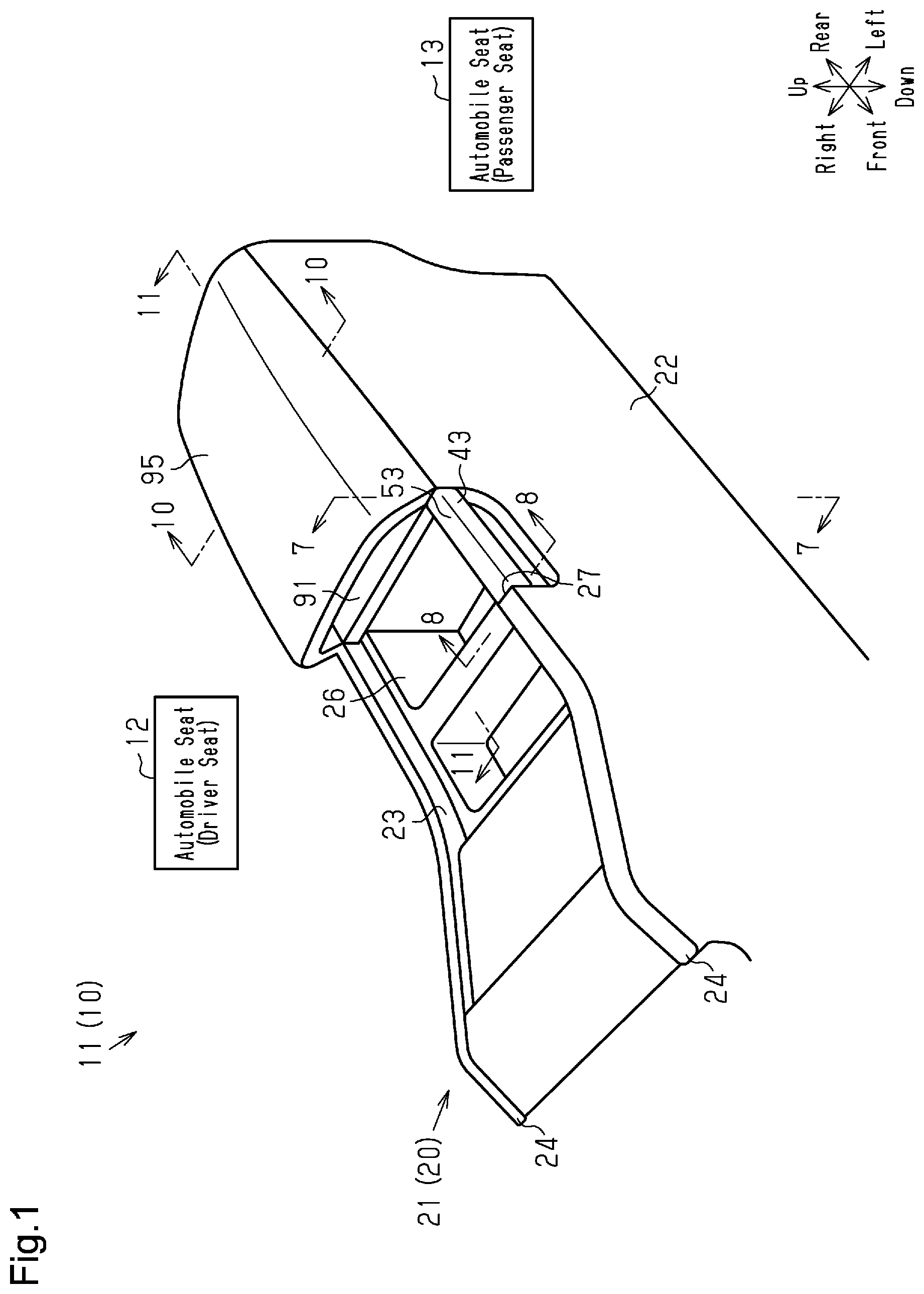 Patent US12377787 Figure 1 – Console box