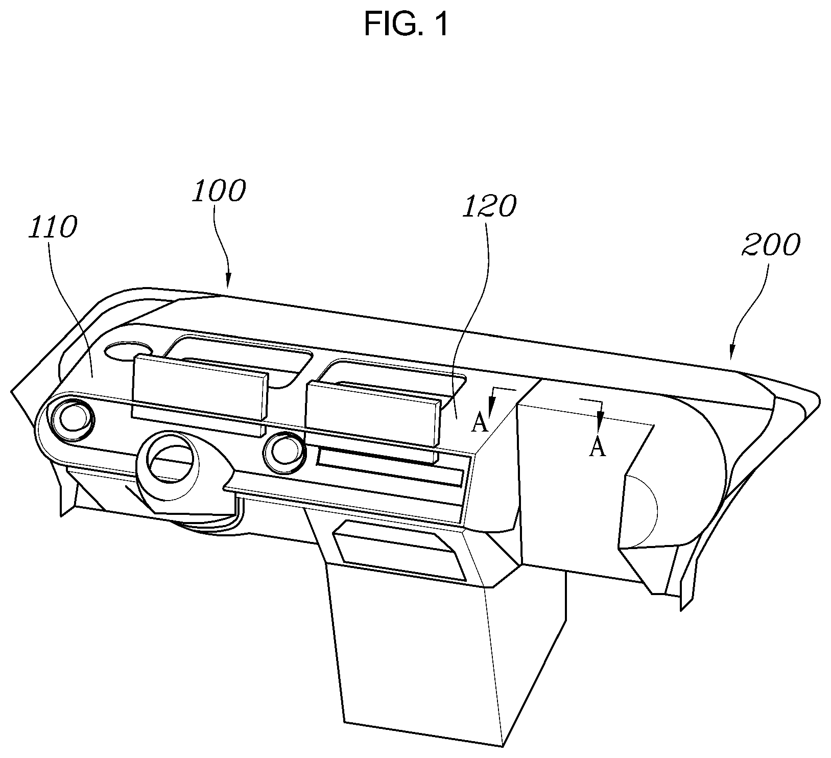 Patent US12377798 Figure 1 – Vehicle cockpit module