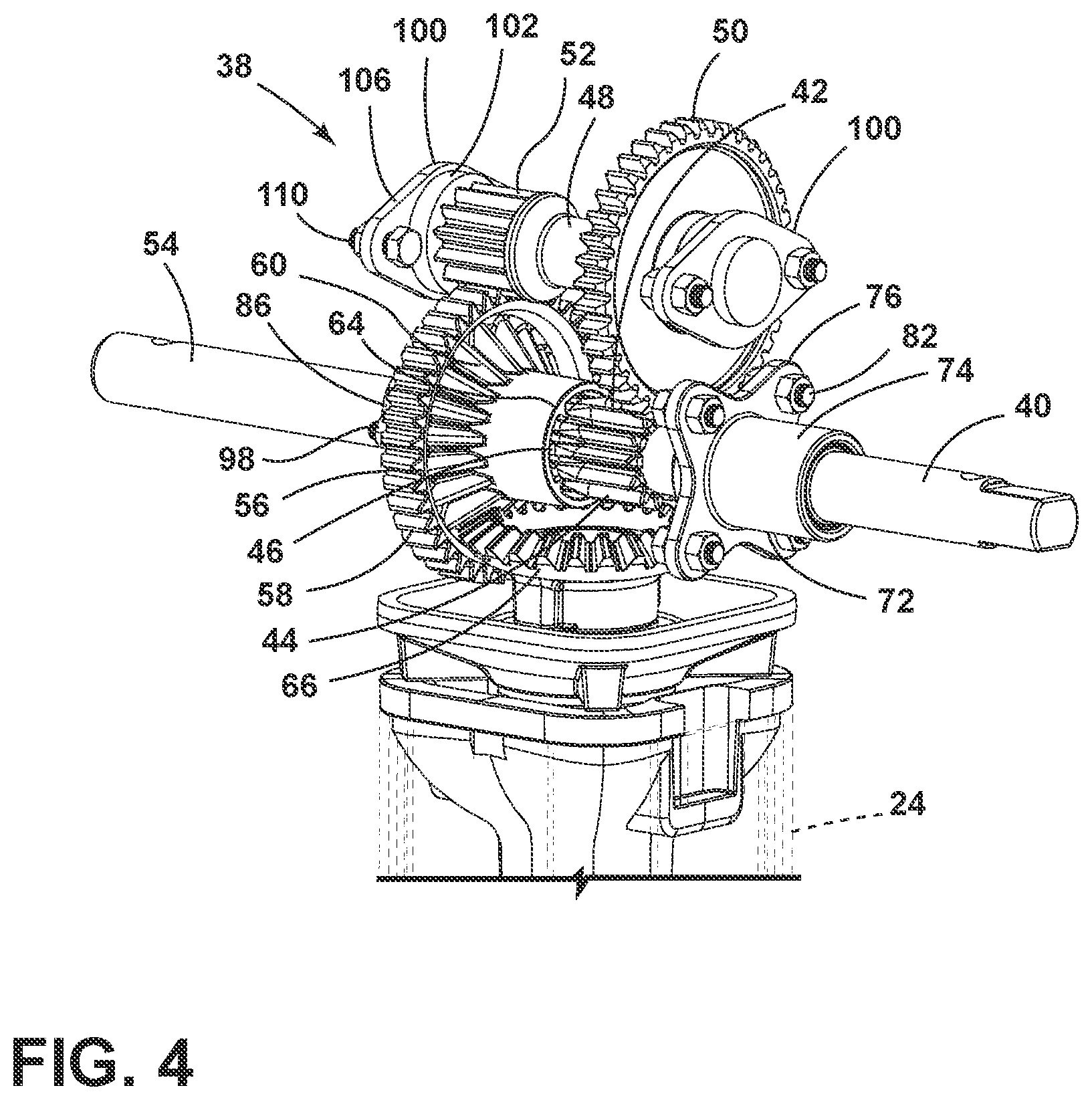 Patent US12377819 Figure 4 – Landing gear assembly