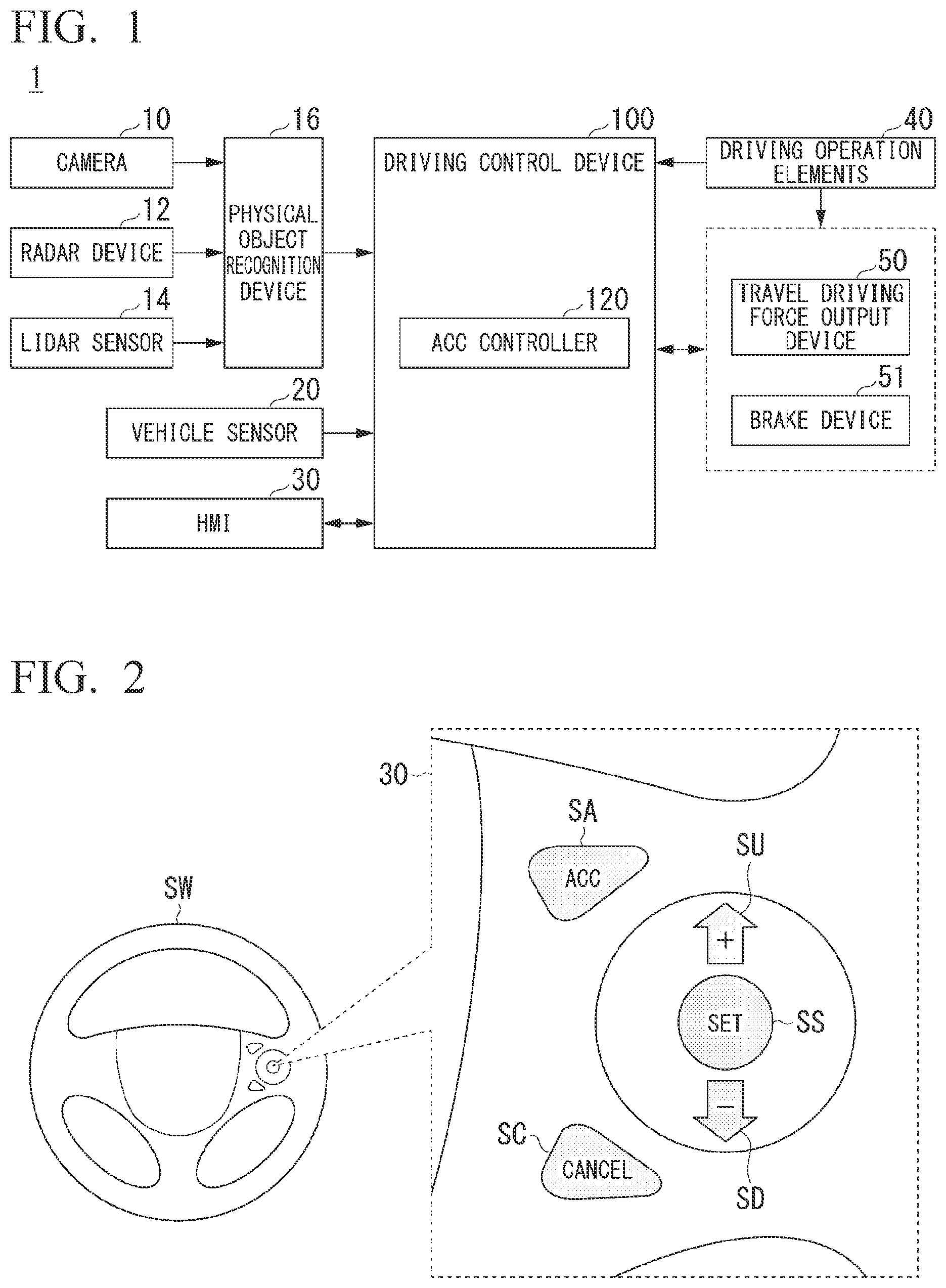 Patent US12377855 — Vehicle control device, vehicle control method, and storage medium — Figure 1