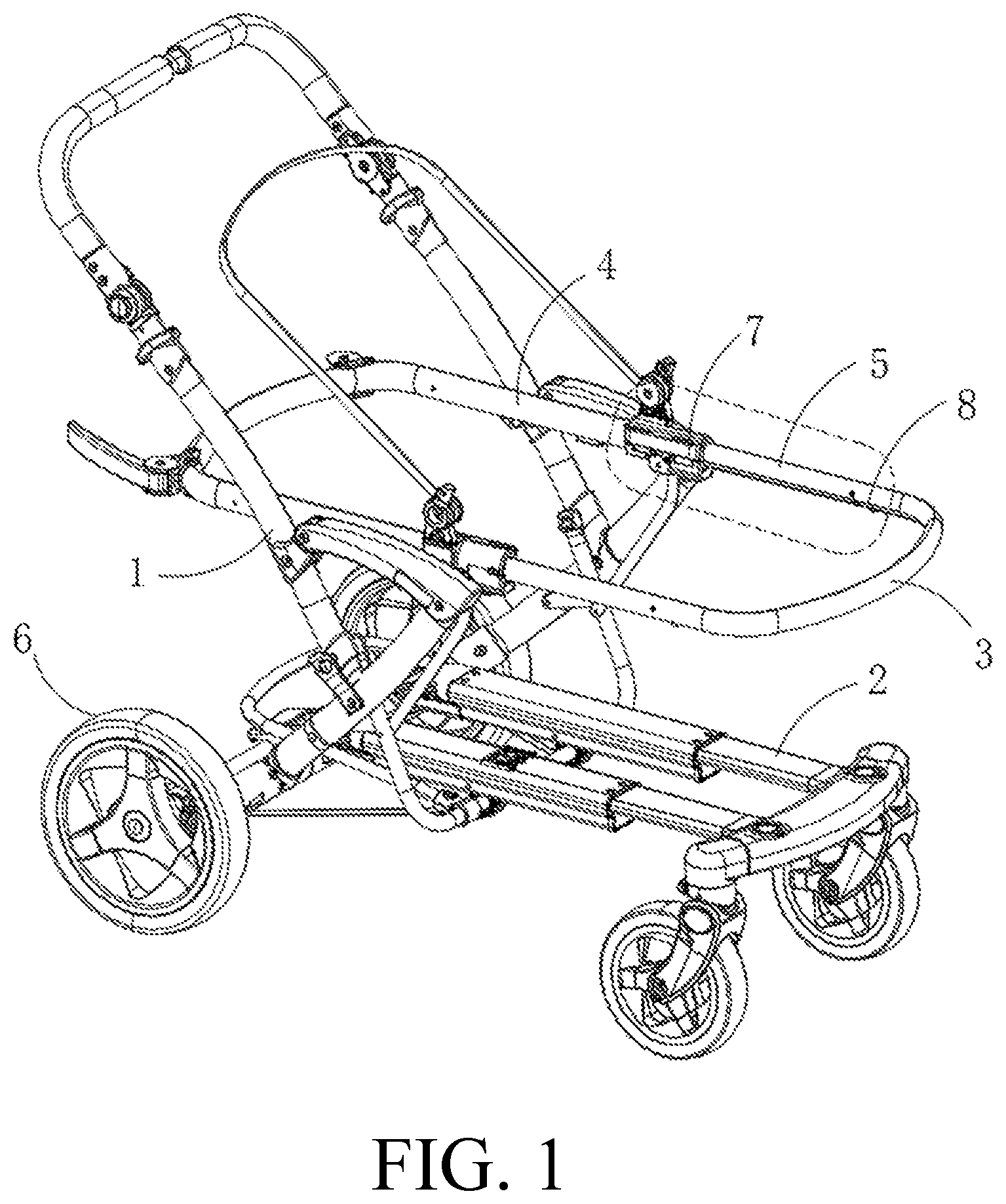 Patent US12377899 — Baby stroller capable of implementing free switching between single seat and double seats — Figure 1