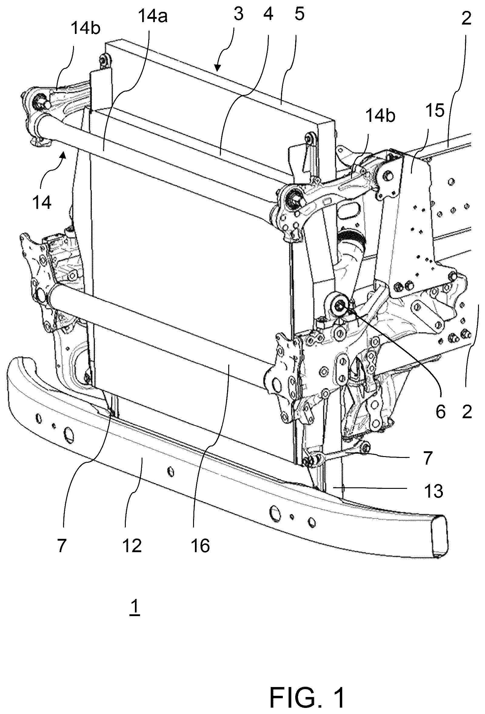 Patent US12377917 — Front structure for a utility vehicle, preferably for a lorry — Figure 1