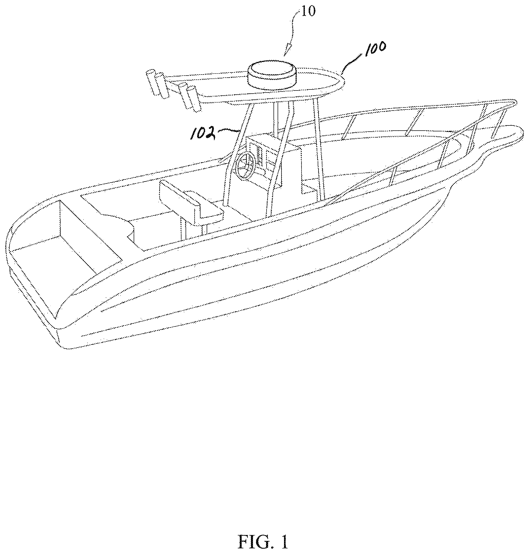 Patent US12377948 — T-top mounted marine air conditioning unit and enclosure — Figure 1
