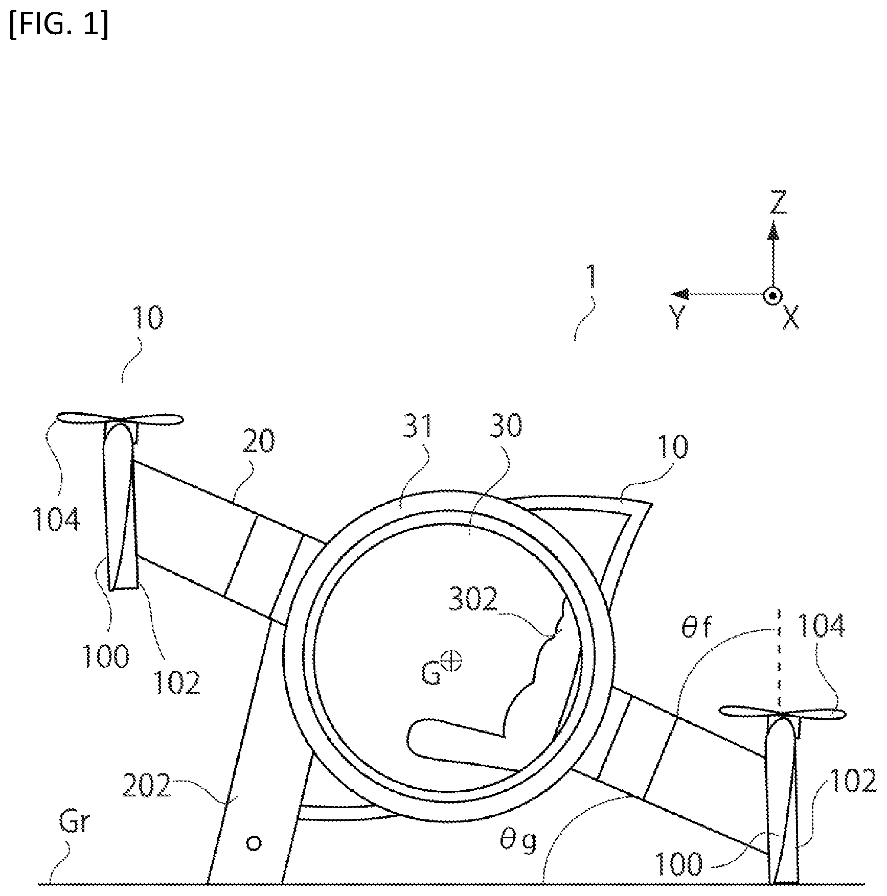 Patent US12377977 — Manned aircraft — Figure 1