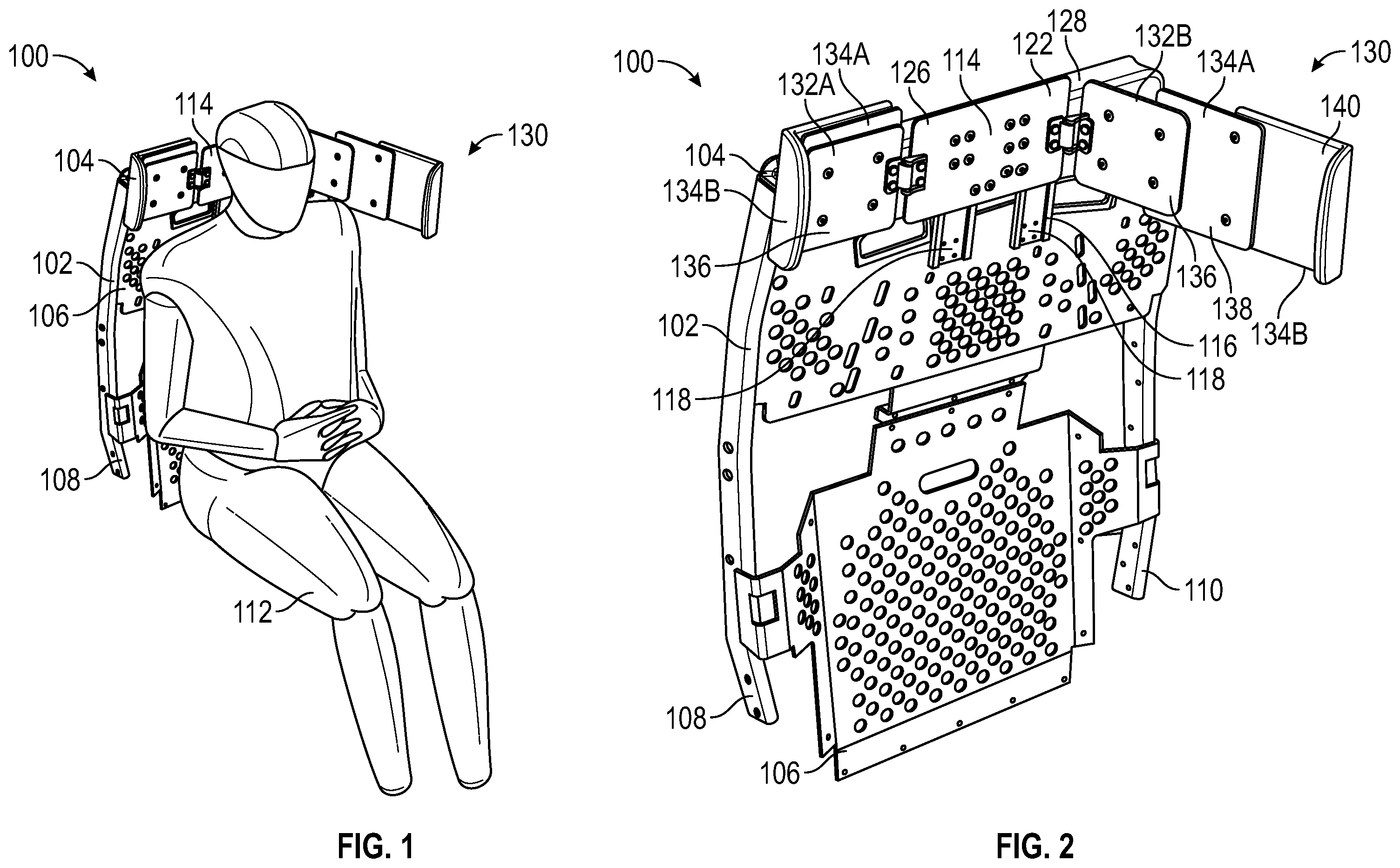 Patent US12377980 Figure 1 – Passenger seat headrest divider assembly