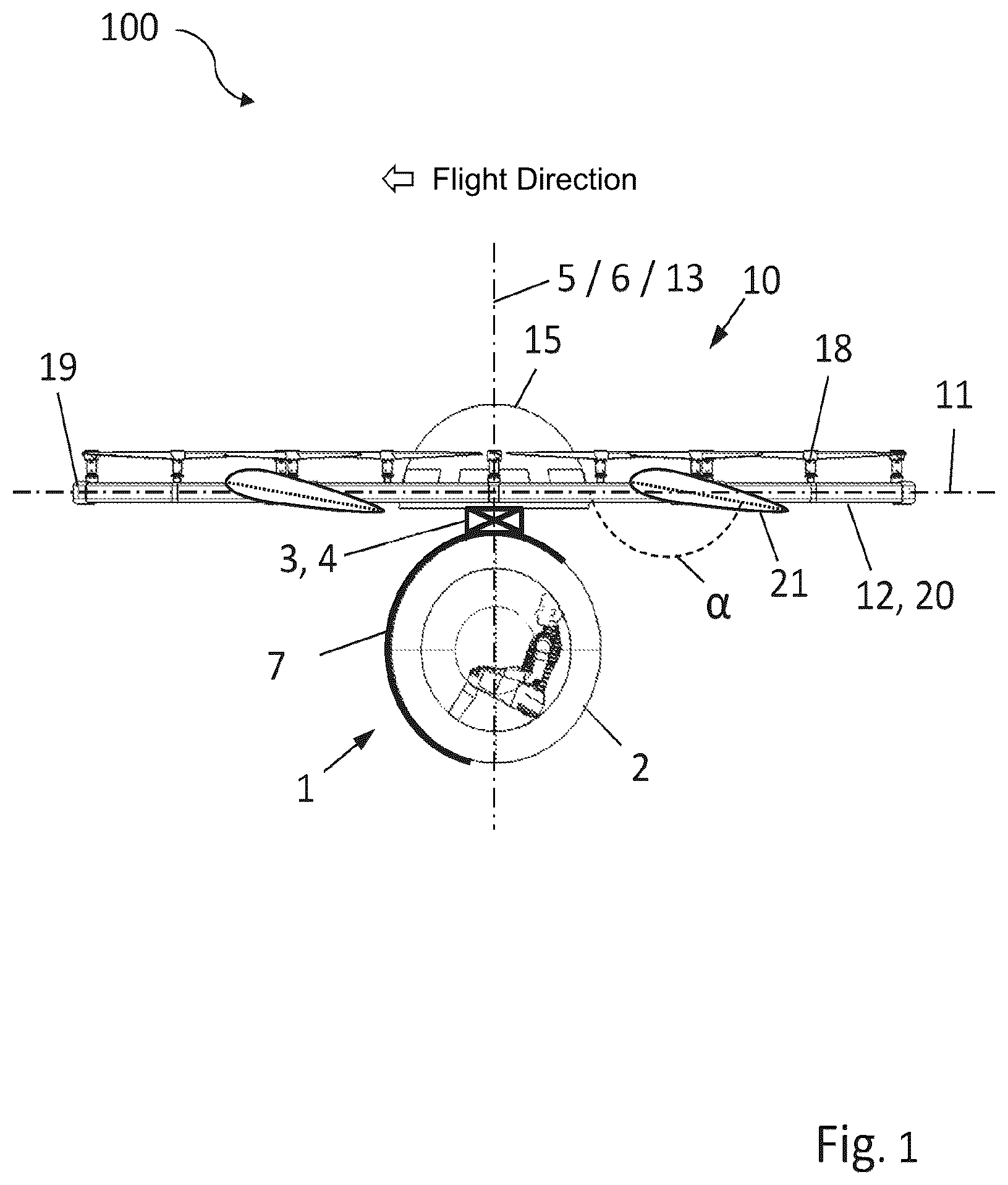 Patent US12378011 Figure 1 – Transport unit for an aircraft, and aircraft