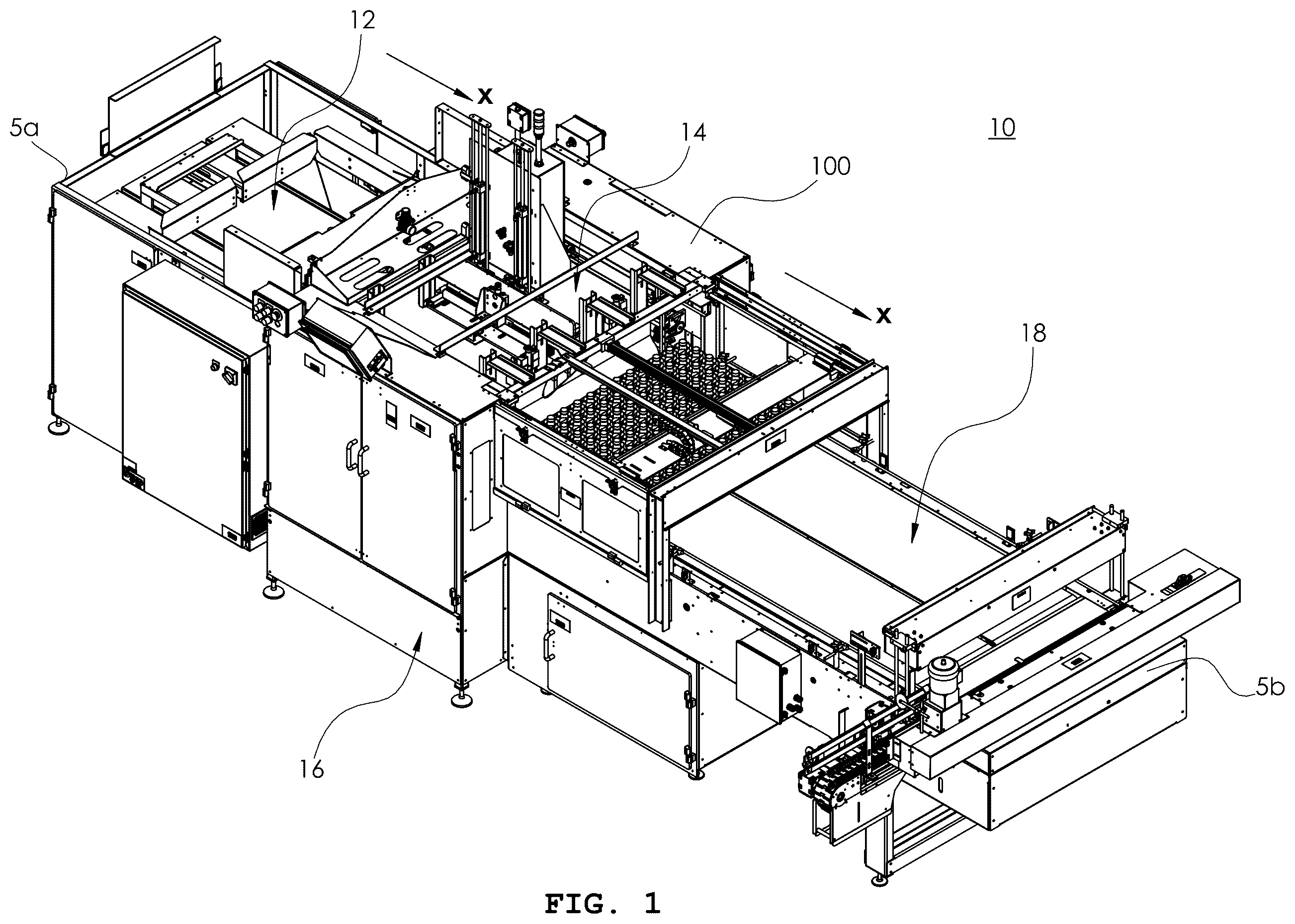 Patent US12378031 — Apparatus and method for debagging article arrays — Figure 1