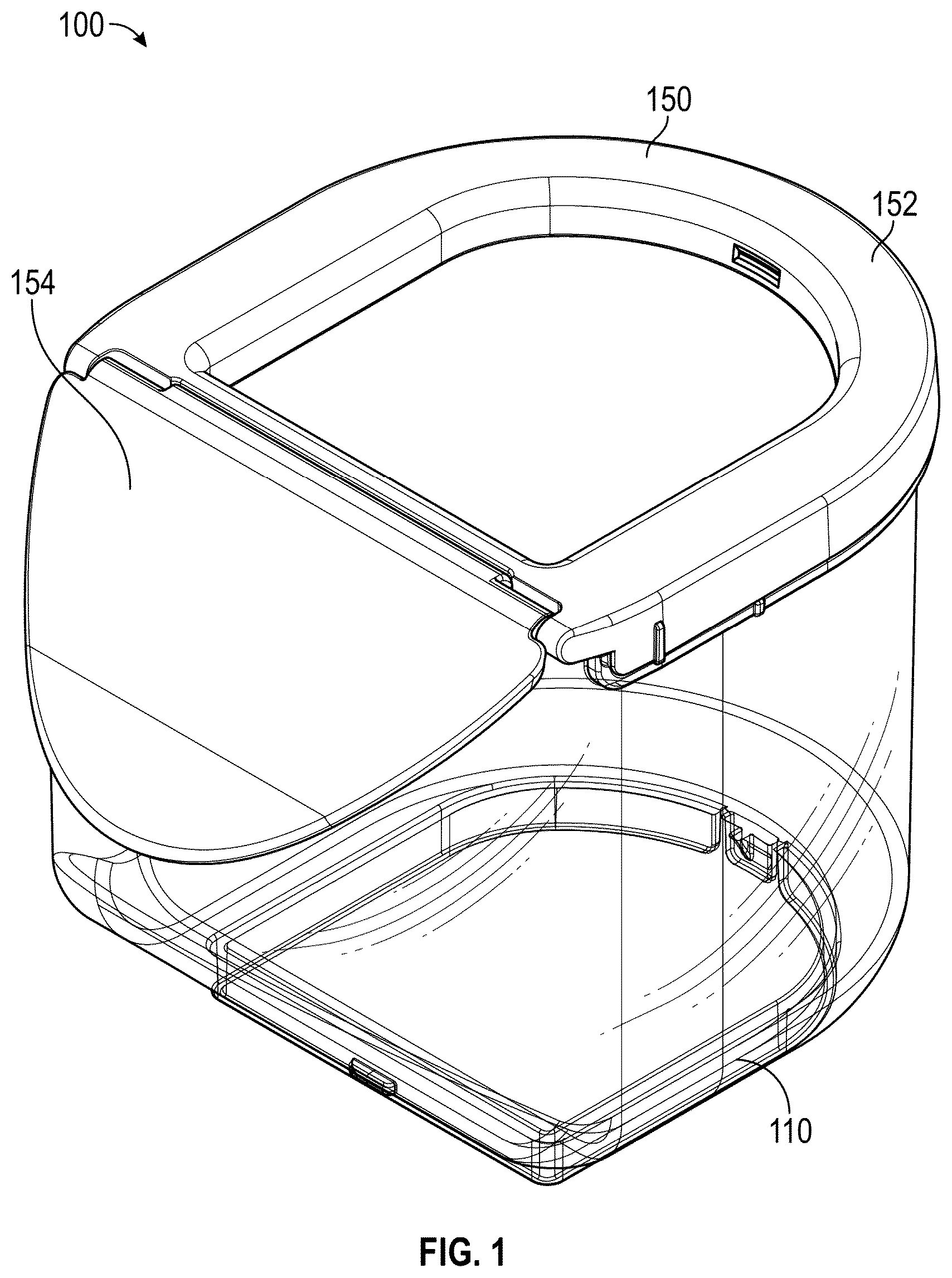 Patent US12378048 — Systems and devices for a container with a self-leveling lid — Figure 1