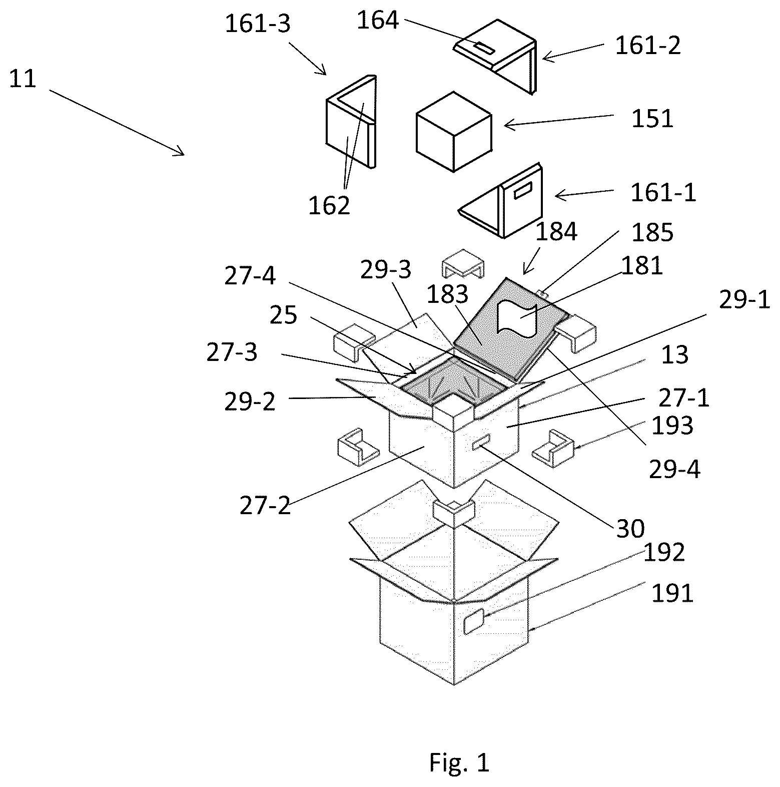 Patent US12378057 — Shipping system for storing and/or transporting temperature-sensitive materials — Figure 1